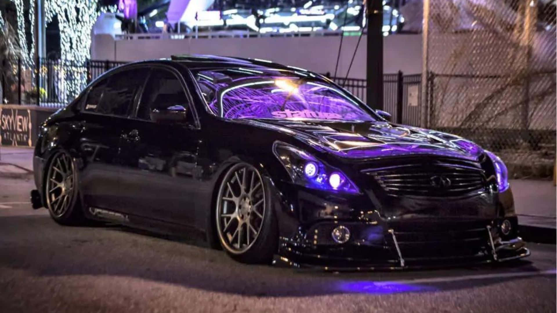 Infiniti G37, black, neon purple lights, Full HD Desktop Wallpaper