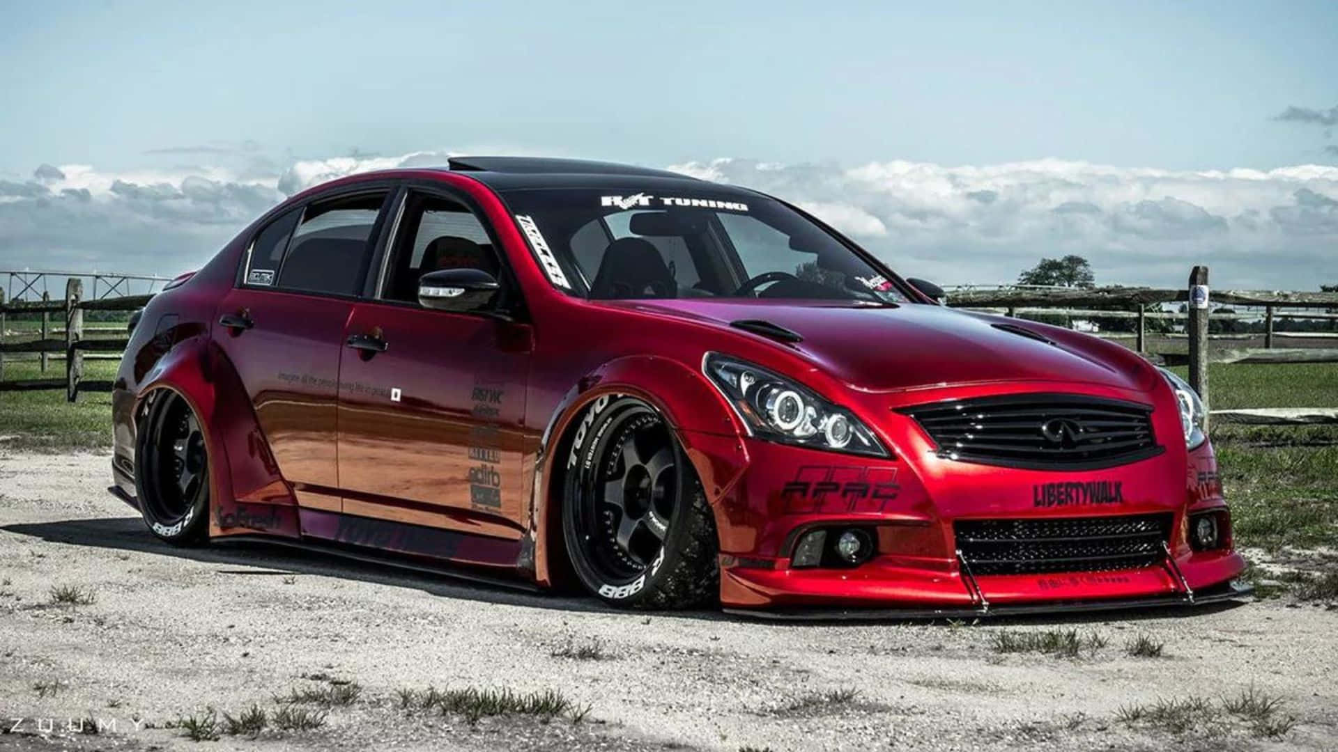 Infiniti G37, glossy red, widebody kit, Full HD Desktop Wallpaper