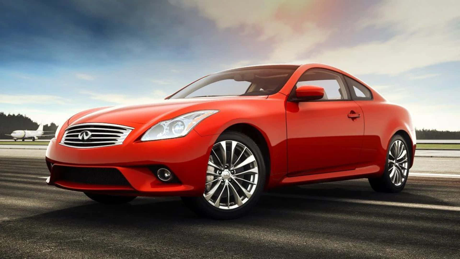 Infiniti G37, sunset, airport runway, Full HD Desktop Wallpaper