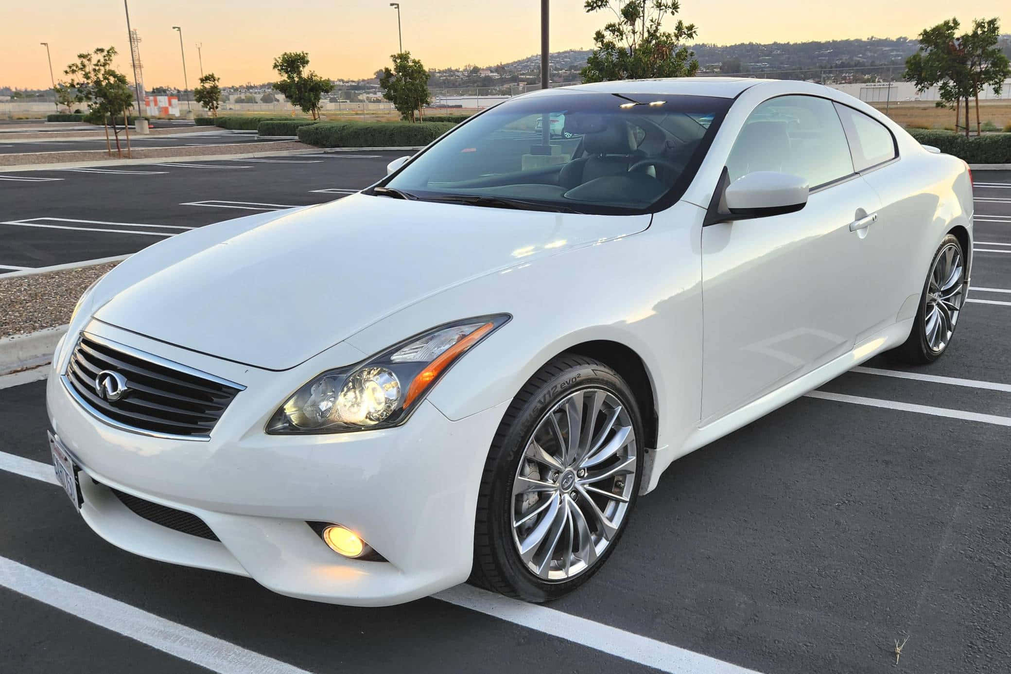 Infiniti G37, white, golden hour, Full HD Desktop Wallpaper