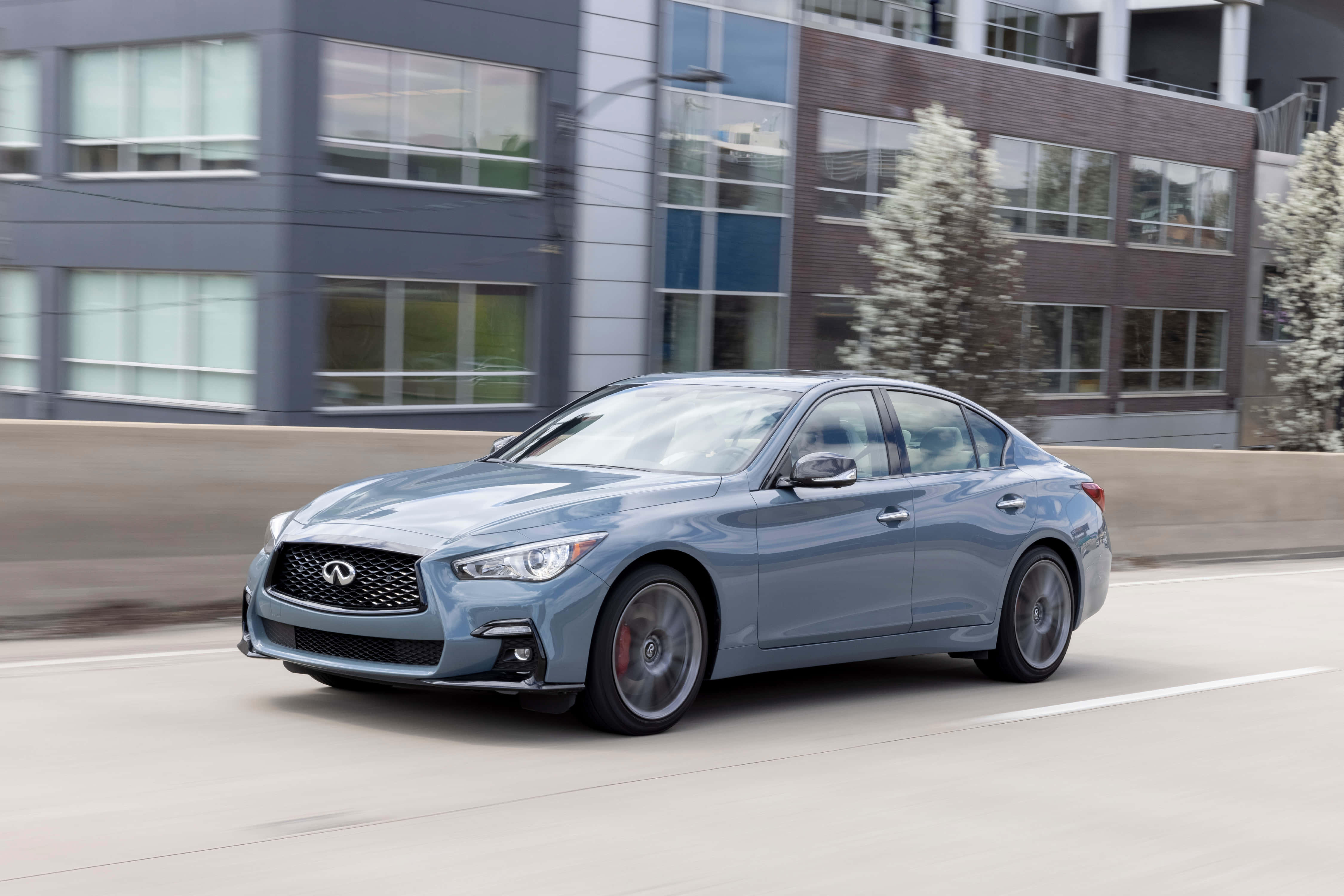Infiniti Q50, silver, city street, 4K Desktop Wallpaper