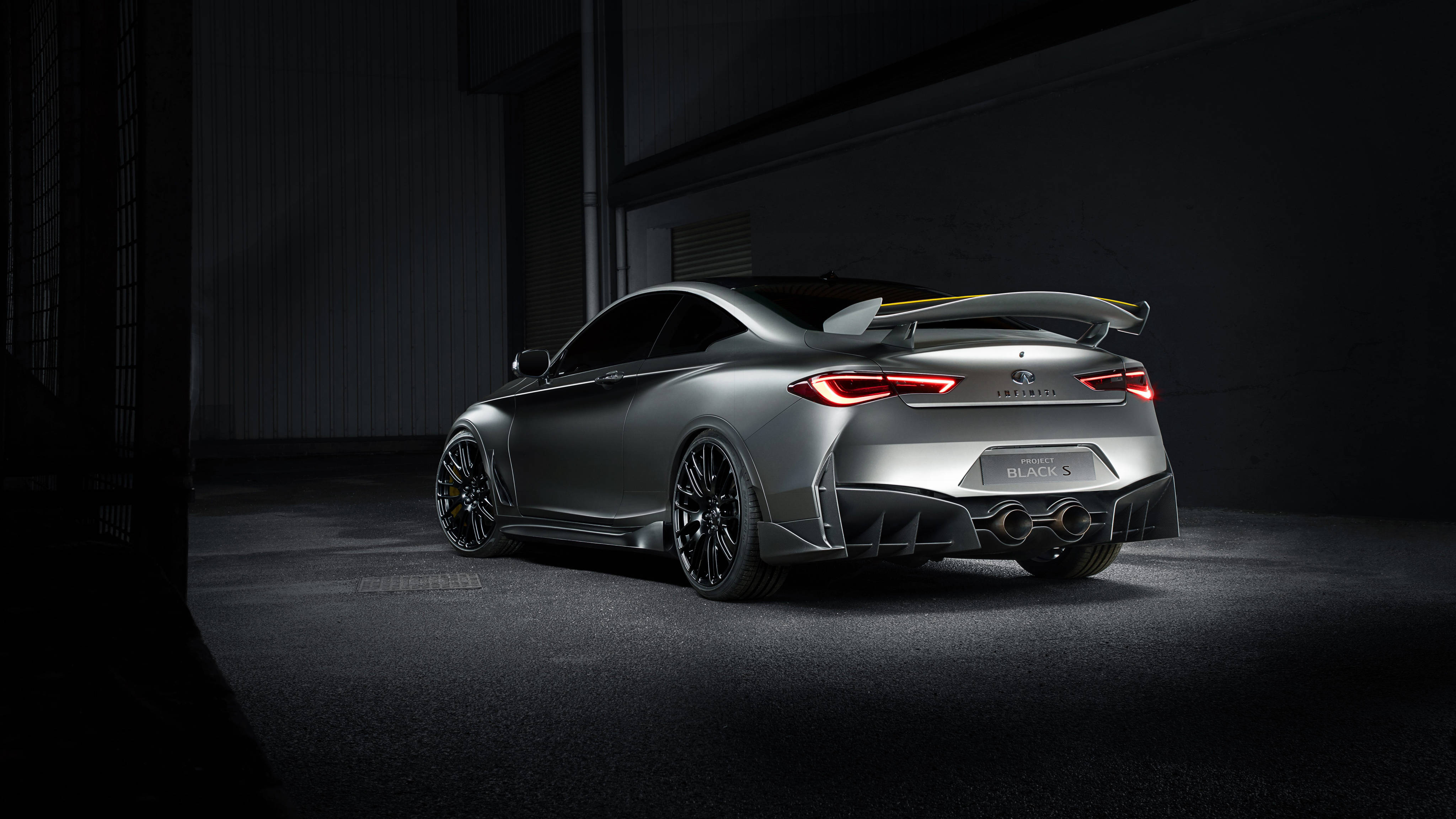 2019 Infiniti Q60, silver, glowing red taillights, 4K Desktop Wallpaper