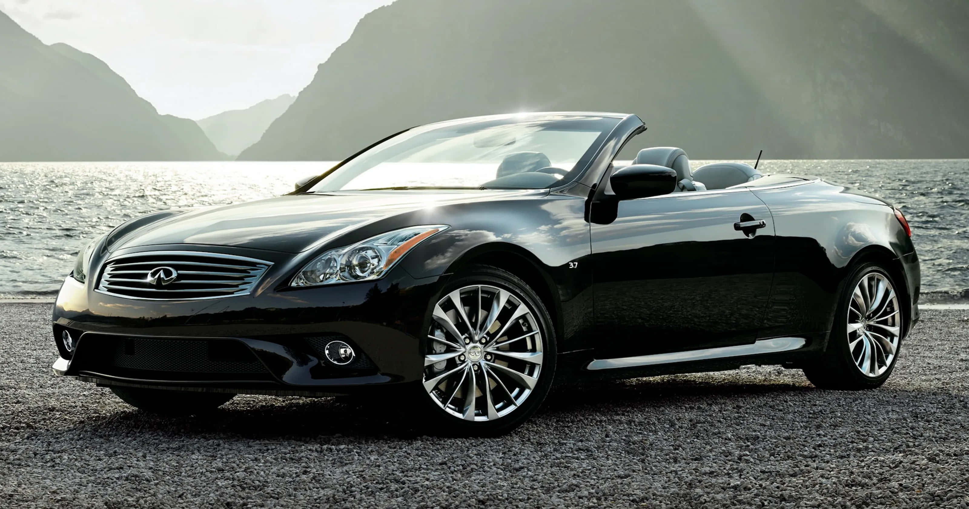 Infiniti Q60, black, convertible, 2K Desktop Wallpaper