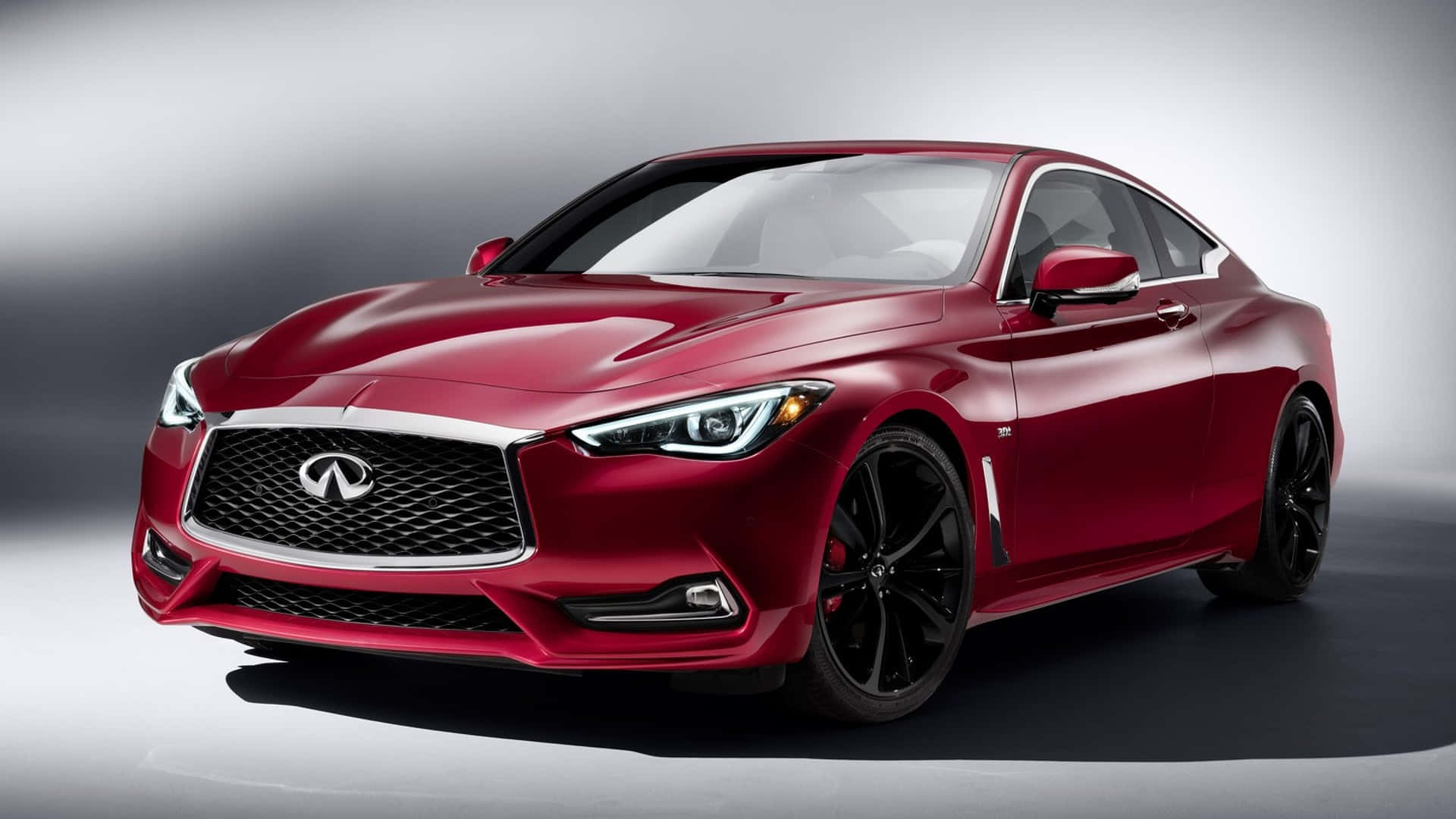 Infiniti Q60, glossy red, black accents, Full HD Desktop Wallpaper