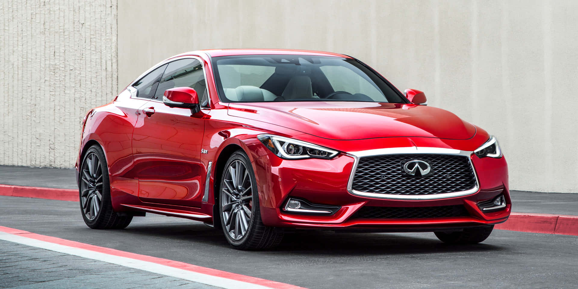 Infiniti Q60, glossy red, sports coupe, Full HD Desktop Wallpaper