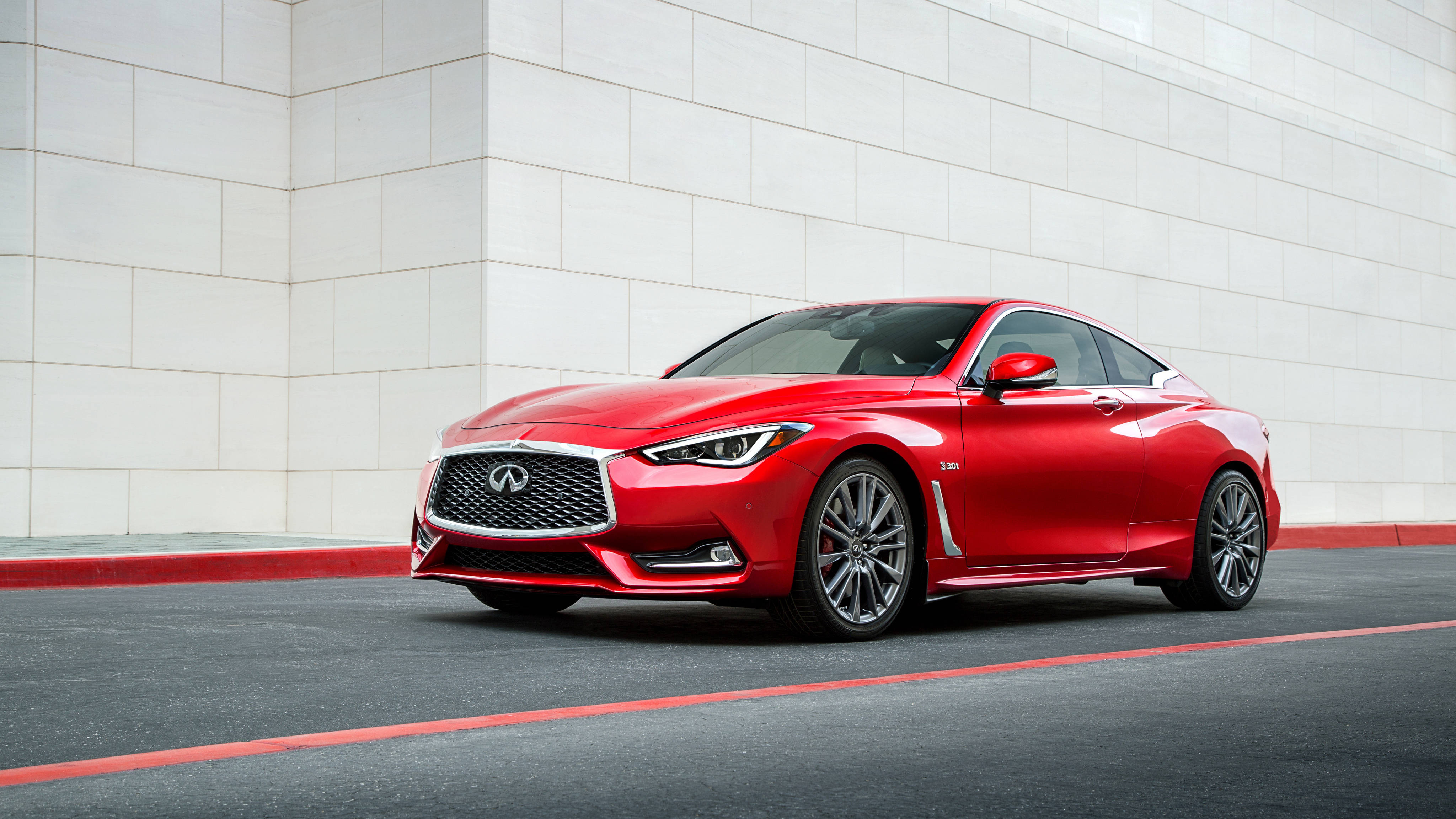 Infiniti Q60, glossy red, sports coupe, 4K Desktop Wallpaper