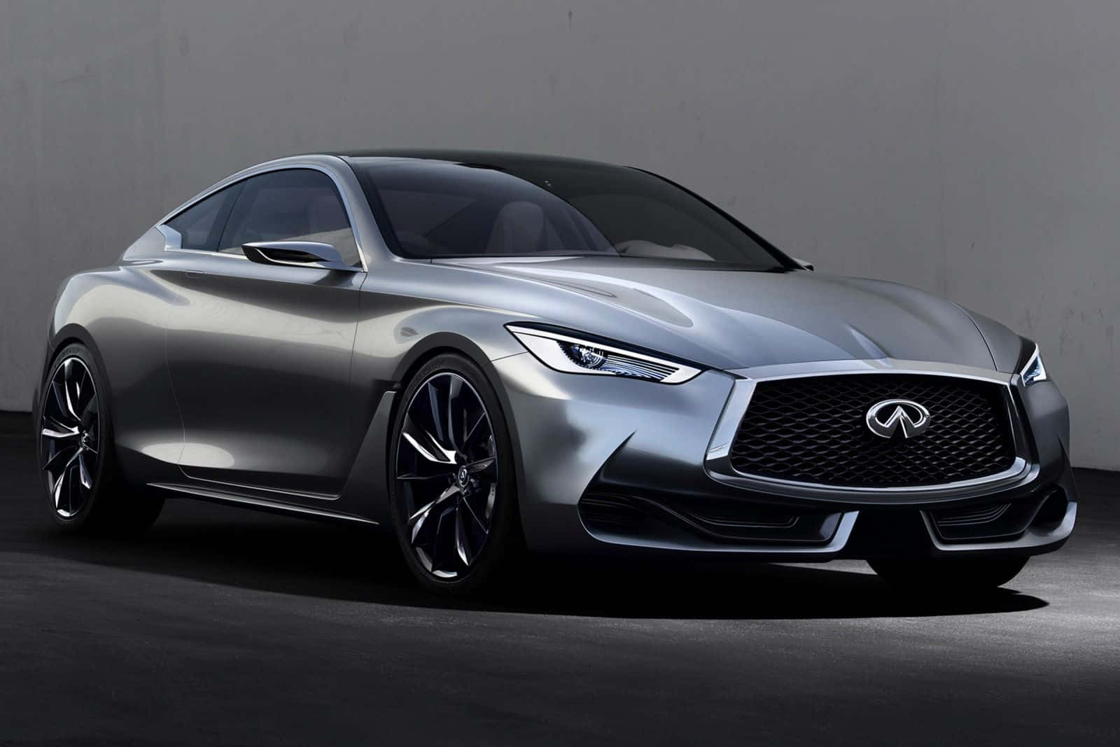 Infiniti Q60, silver, glowing headlights, HD Desktop Wallpaper