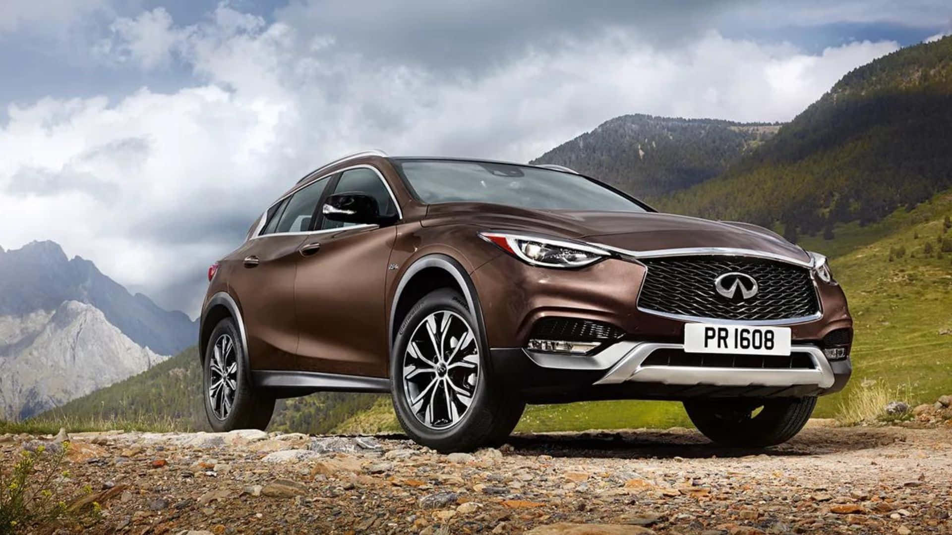 Infiniti QX30, brown, rocky mountain trail, Full HD Desktop Wallpaper