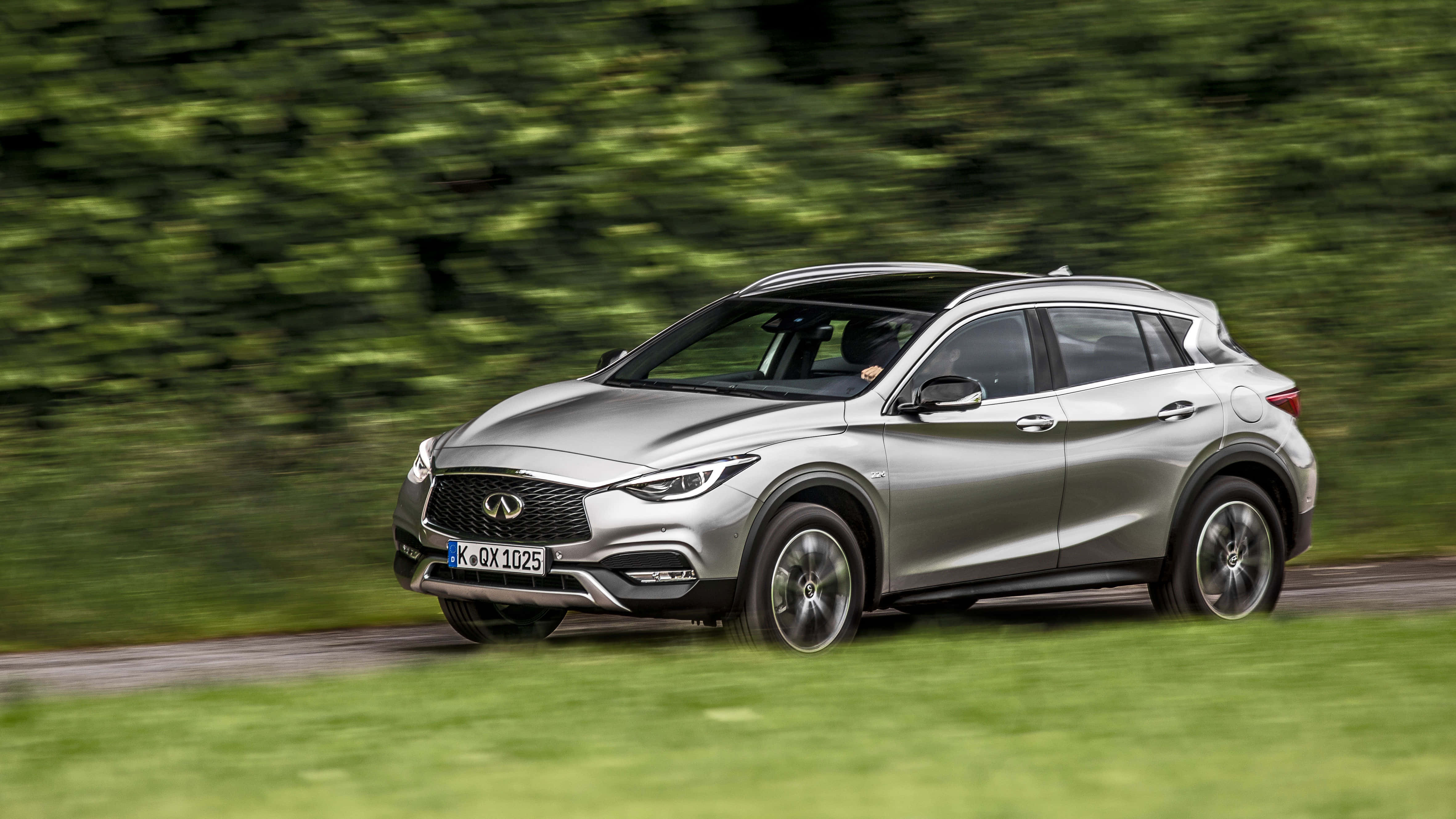 Infiniti QX30, silver, winding road, 4K Desktop Wallpaper
