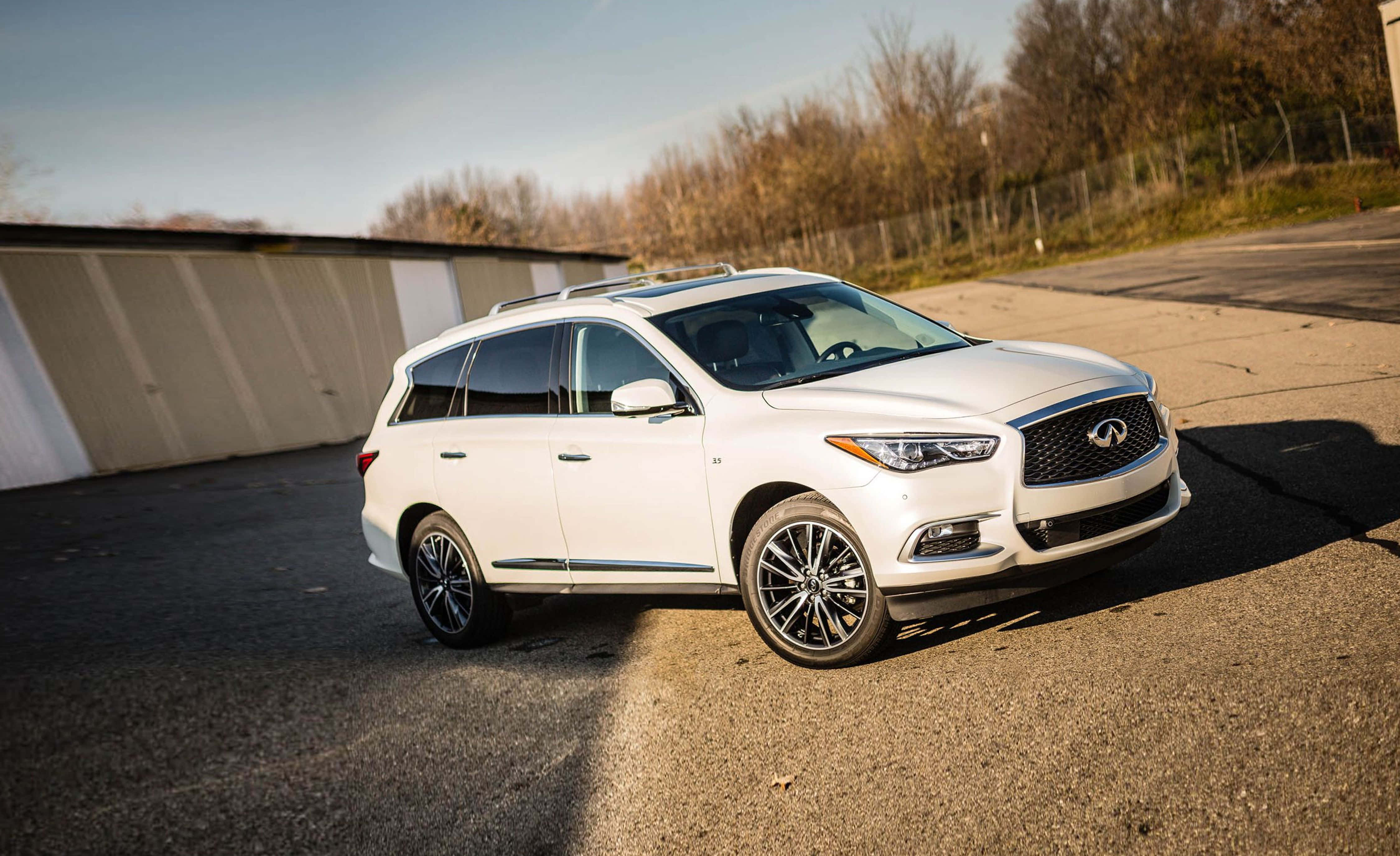 Infiniti QX60, white, asphalt, 4K Desktop Wallpaper
