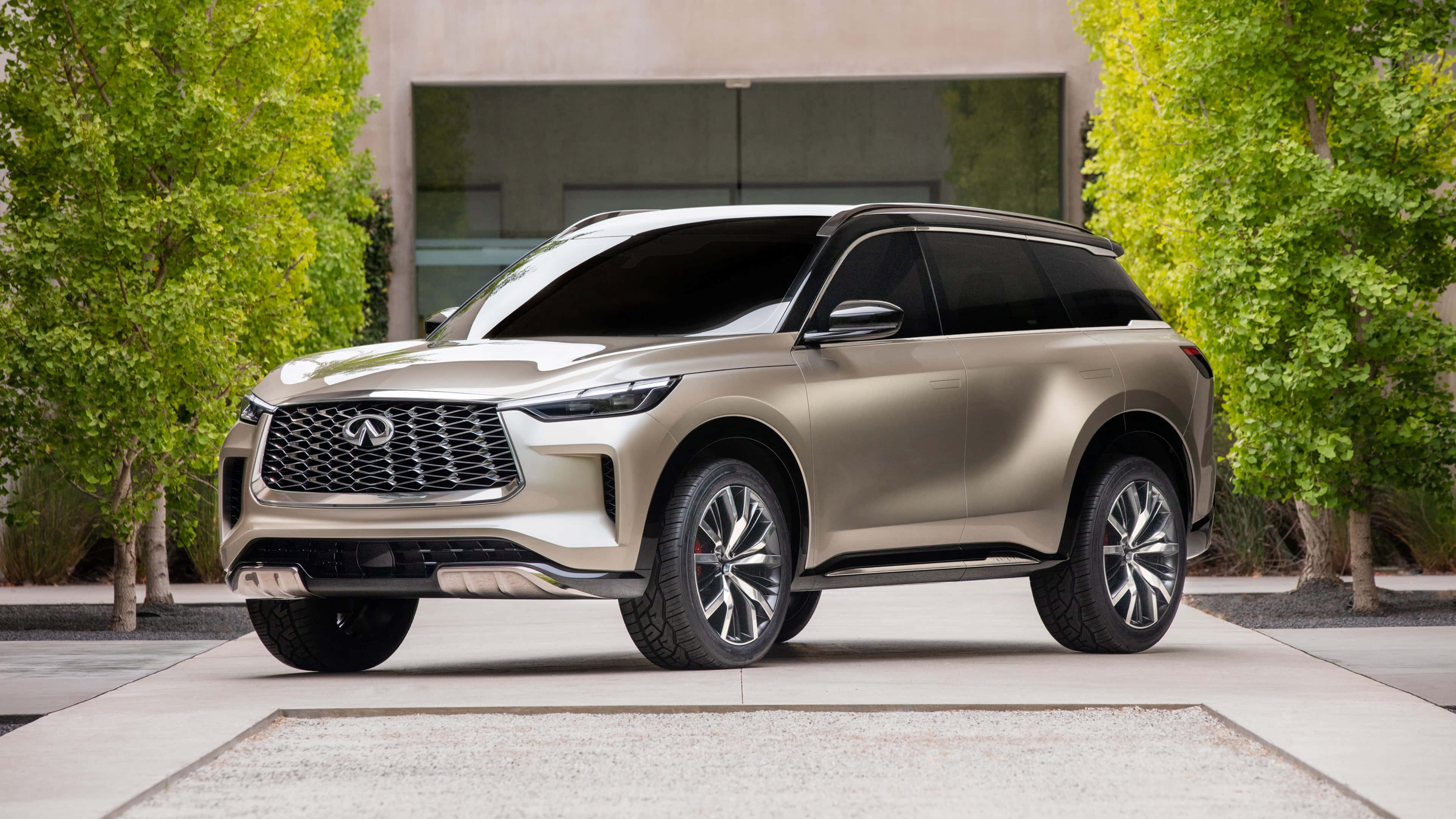 Infiniti QX60, 2021 Infiniti QX60, gold, 4K Desktop Wallpaper