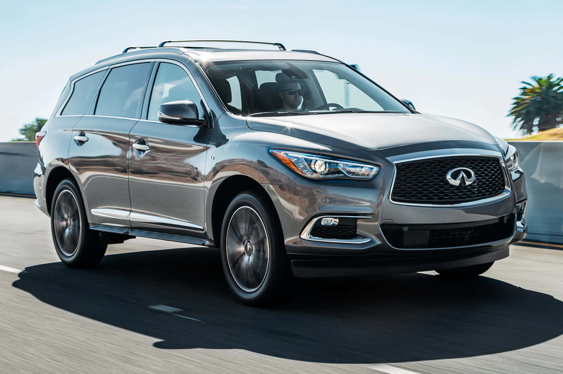 Infiniti QX60, silver, sunlit highway, Full HD Desktop Wallpaper