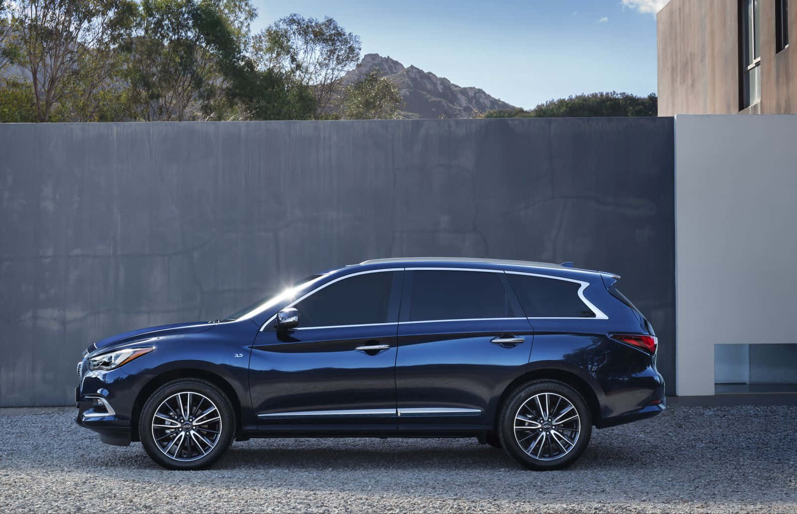 Infiniti QX60, dark blue, gravel, HD Desktop Wallpaper