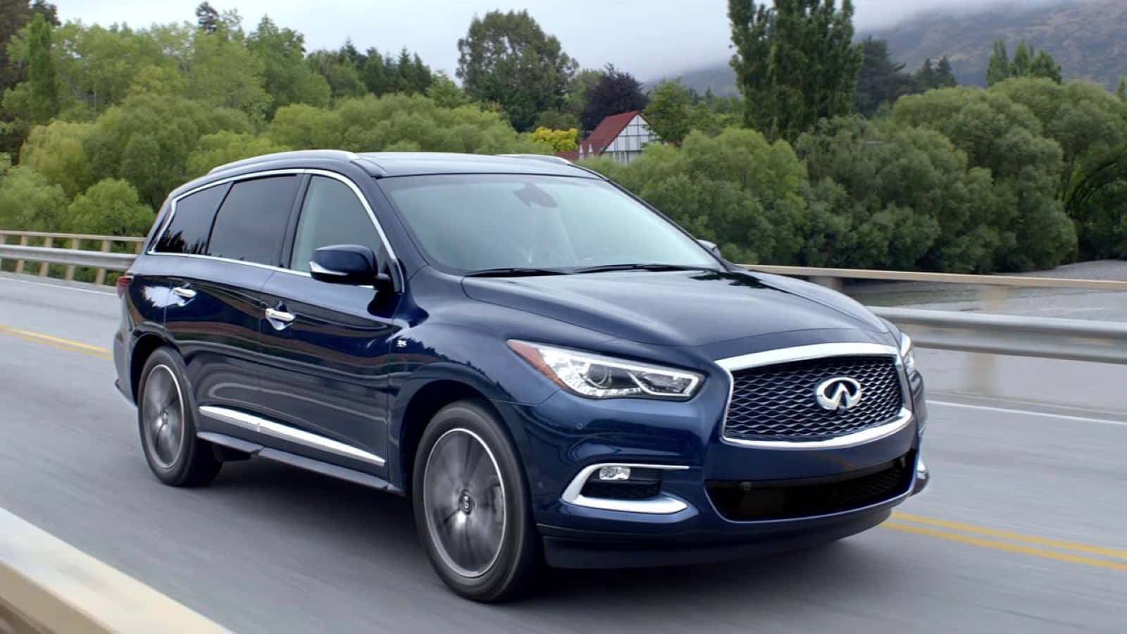 Infiniti QX60, dark blue, highway, HD Desktop Wallpaper