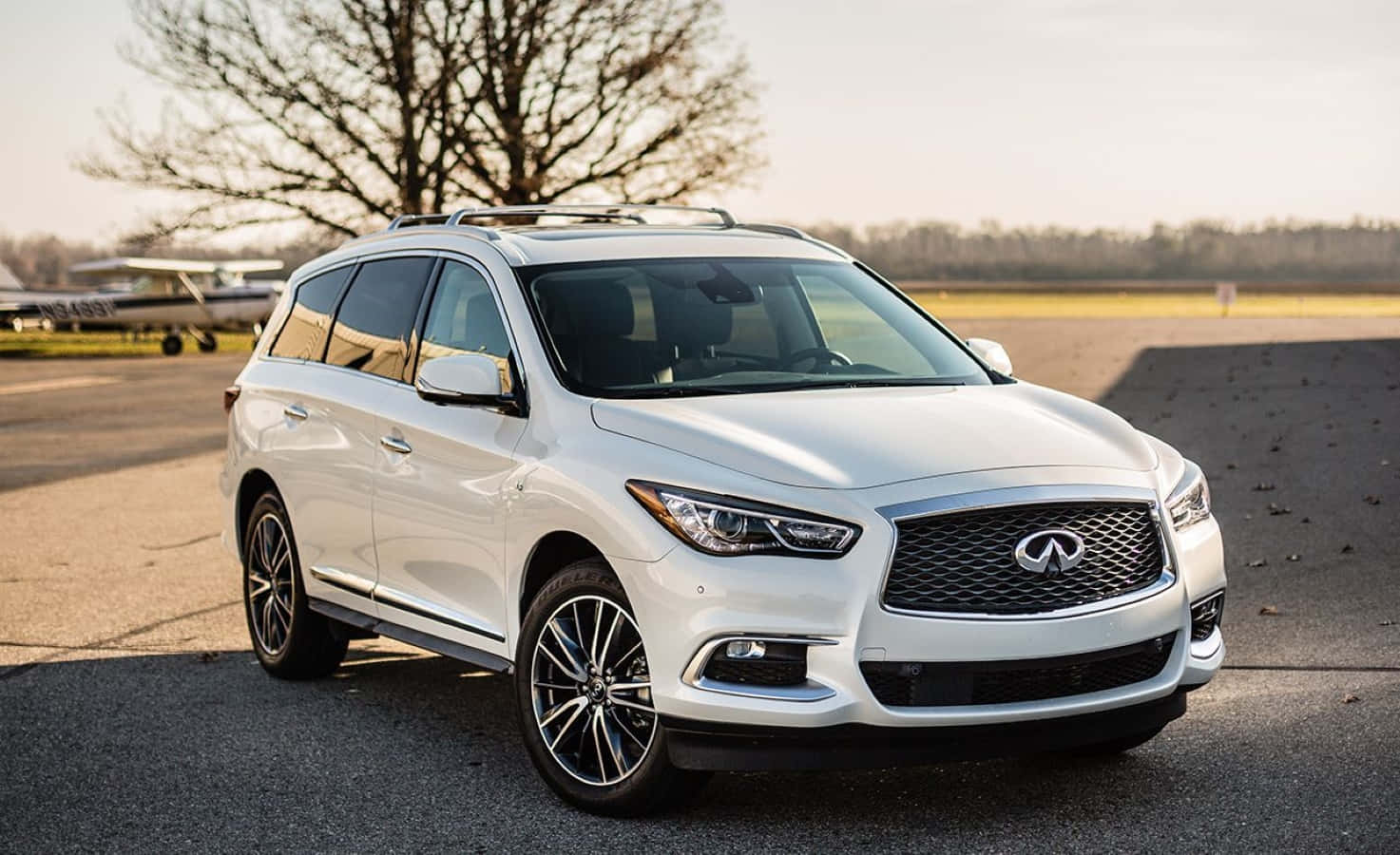 Infiniti QX60, white, asphalt, HD Desktop Wallpaper