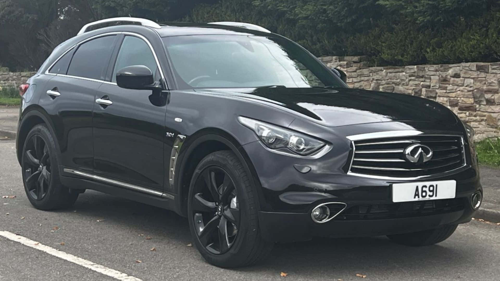 Infiniti QX70, black, asphalt road, Full HD Desktop Wallpaper