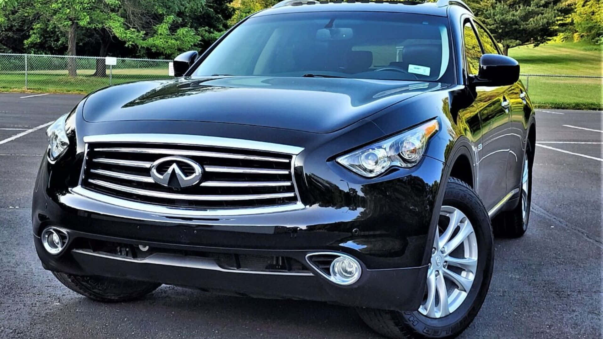 Infiniti QX70, glossy black, majestic sunset, Full HD Desktop Wallpaper