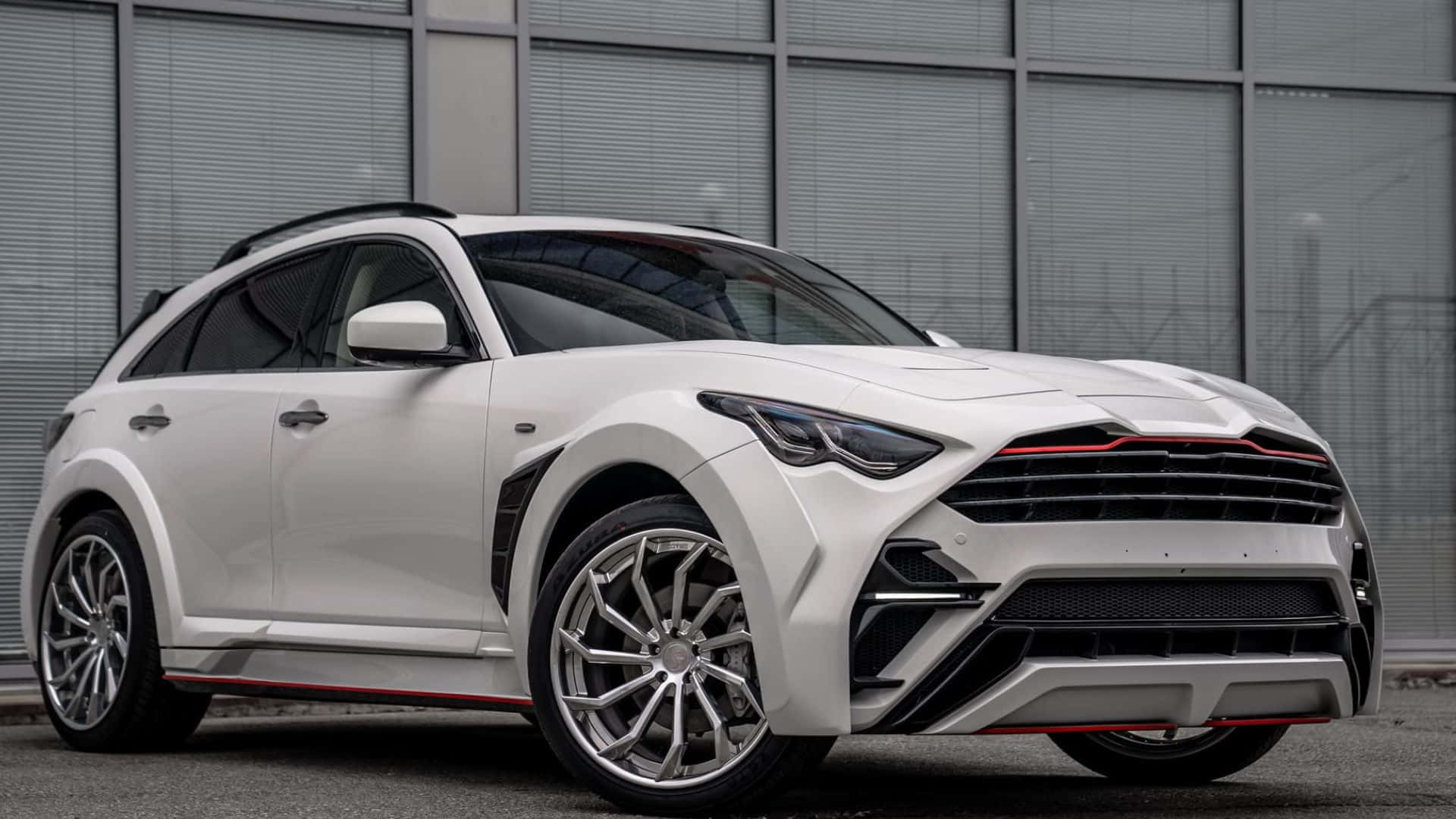 Infiniti QX70, white, red accents, Full HD Desktop Wallpaper