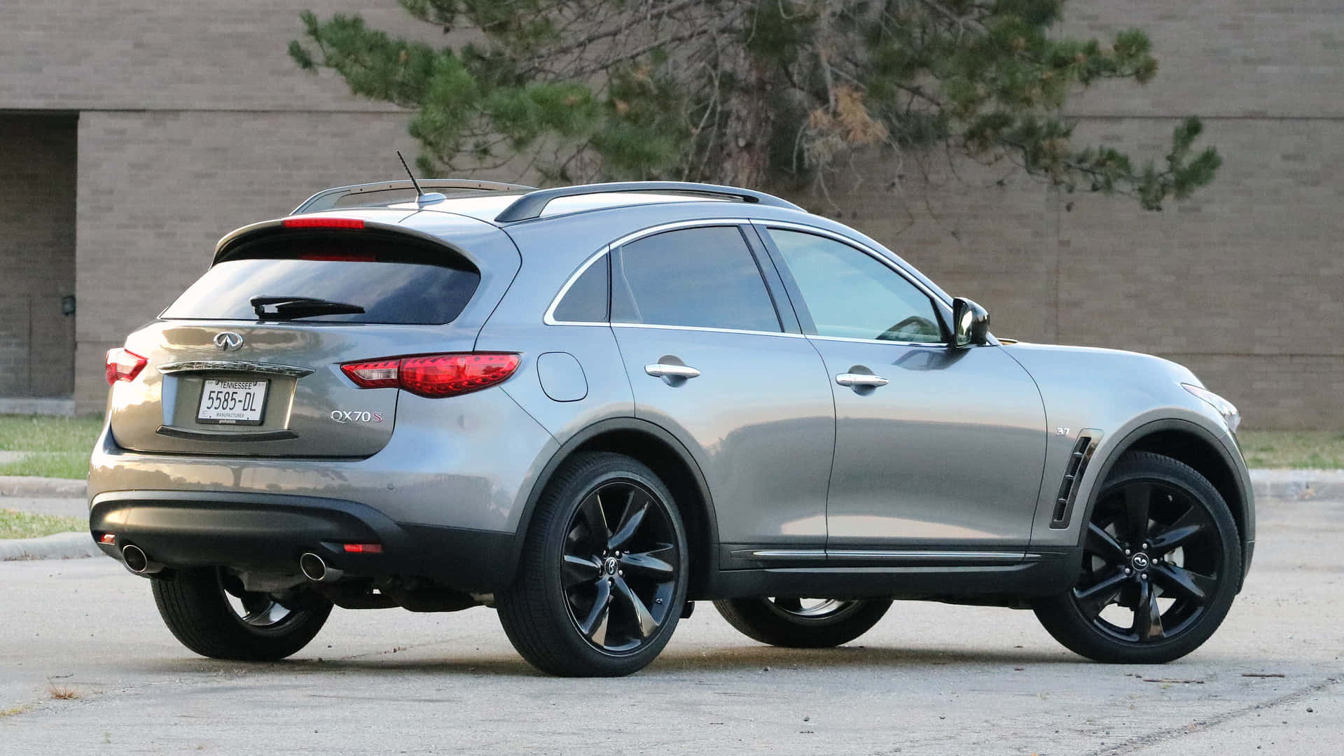 Infiniti QX70, silver, black rims, HD Desktop Wallpaper
