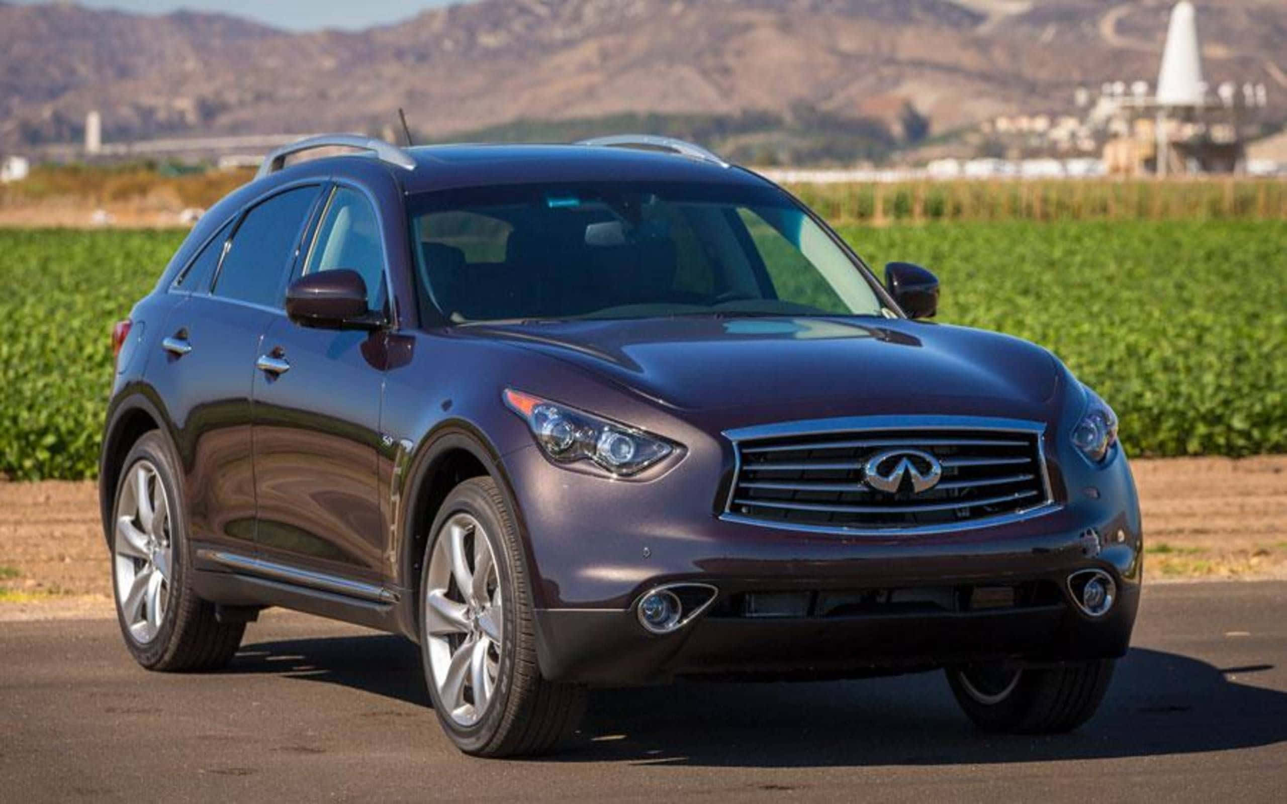 Infiniti Qx70, dark purple, asphalt, 2K Desktop Wallpaper