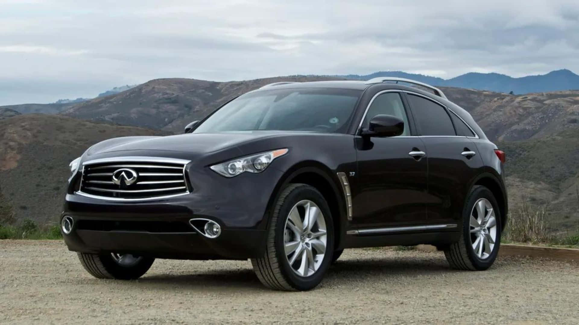 Infiniti QX70, black, gravel road, Full HD Desktop Wallpaper