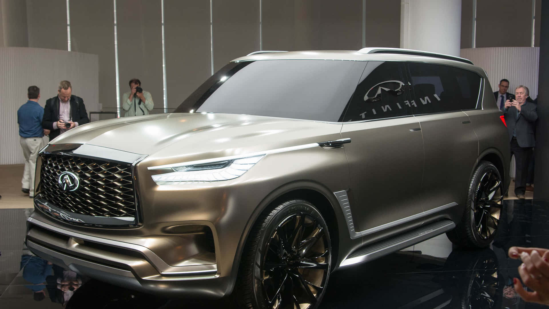 Infiniti QX80, metallic gold, auto show, Full HD Desktop Wallpaper