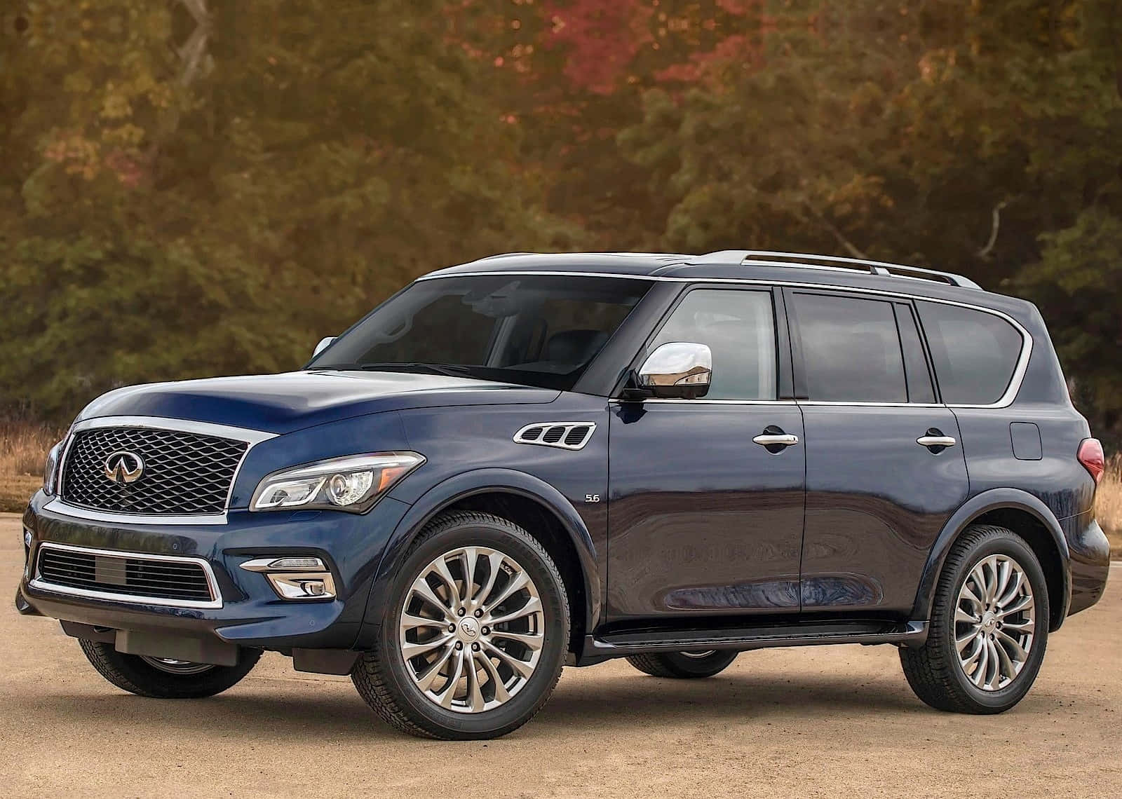 Infiniti QX80, blue, dirt, HD Desktop Wallpaper