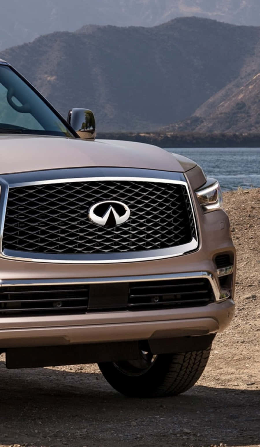 Infiniti QX80, beige, front grille, HD Phone Wallpaper