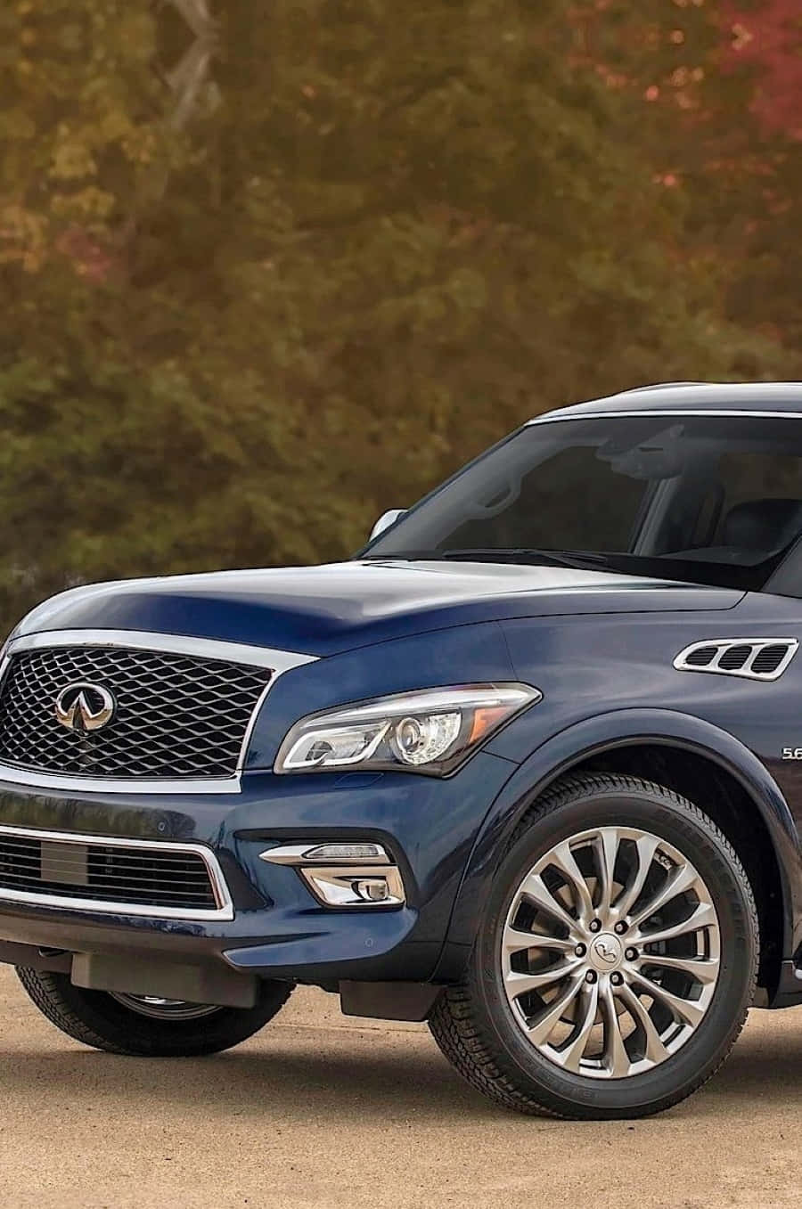 Infiniti QX80, sleek blue, dirt, HD Phone Wallpaper