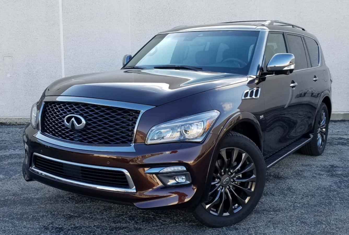 Infiniti QX80, dark brown, chrome accents, HD Desktop Wallpaper