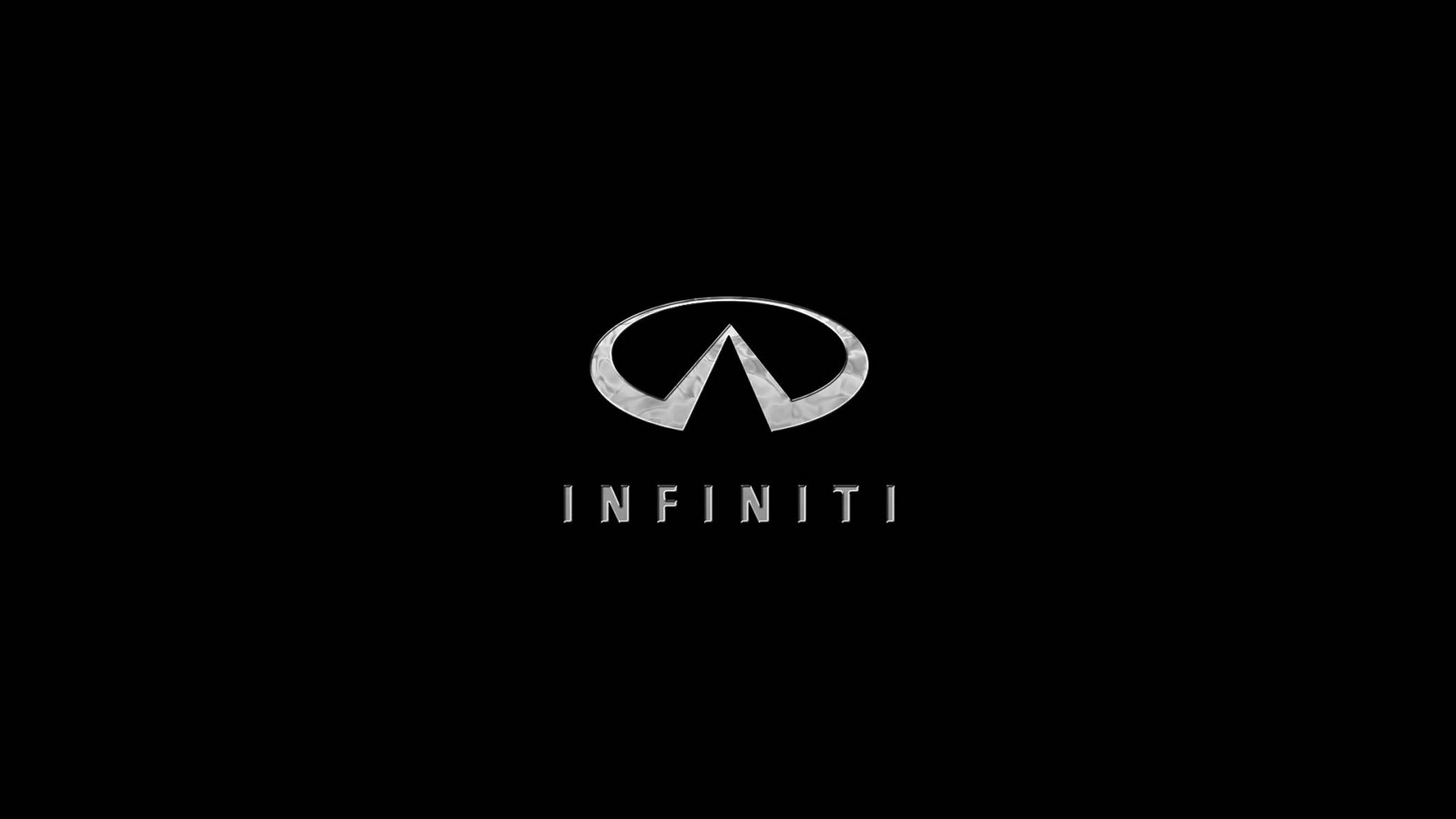 Infiniti, black background, metallic silver, Full HD Desktop Wallpaper