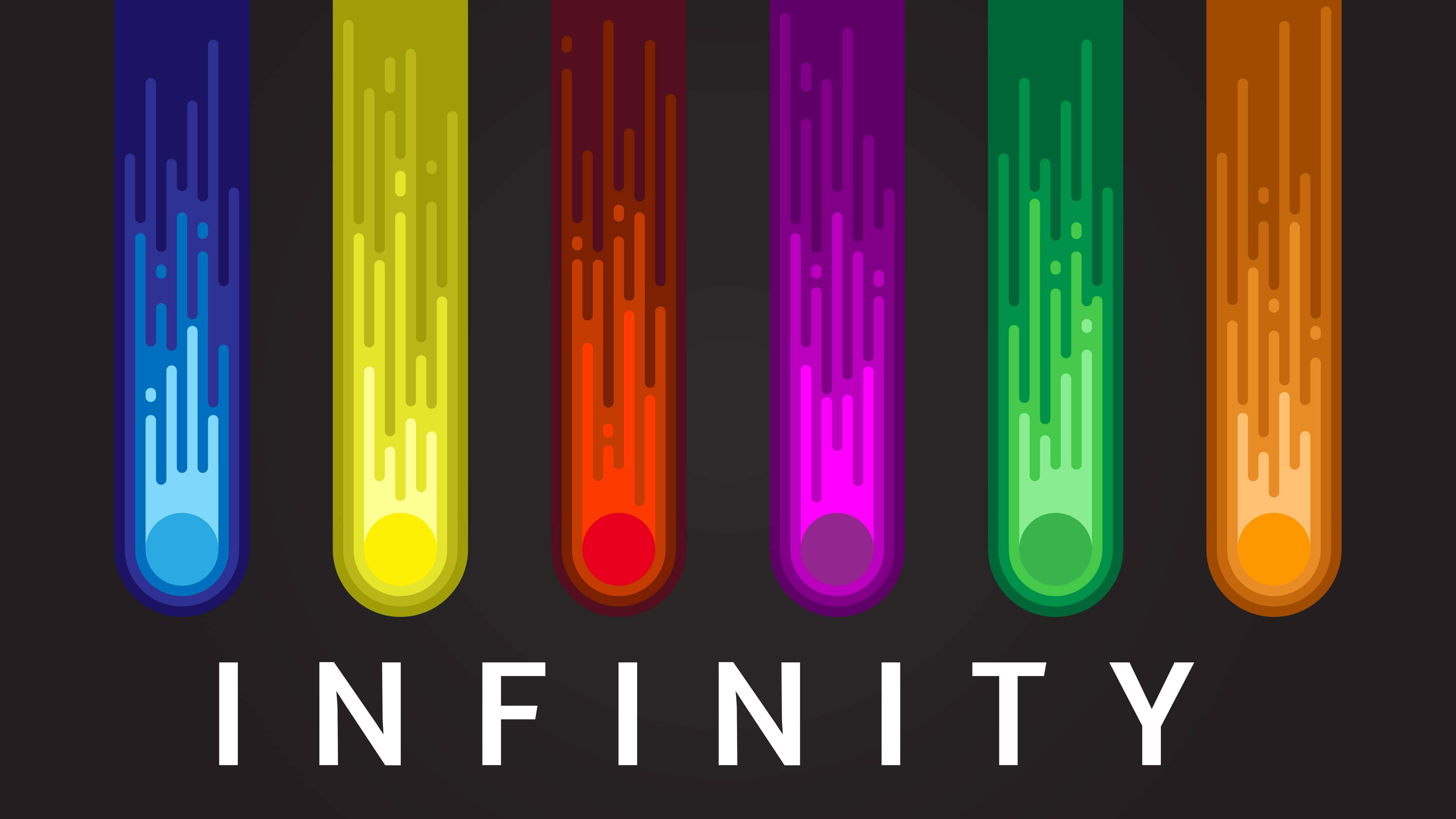 Infinity Gems, rainbow colors, glowing test tubes, 4K Desktop Wallpaper