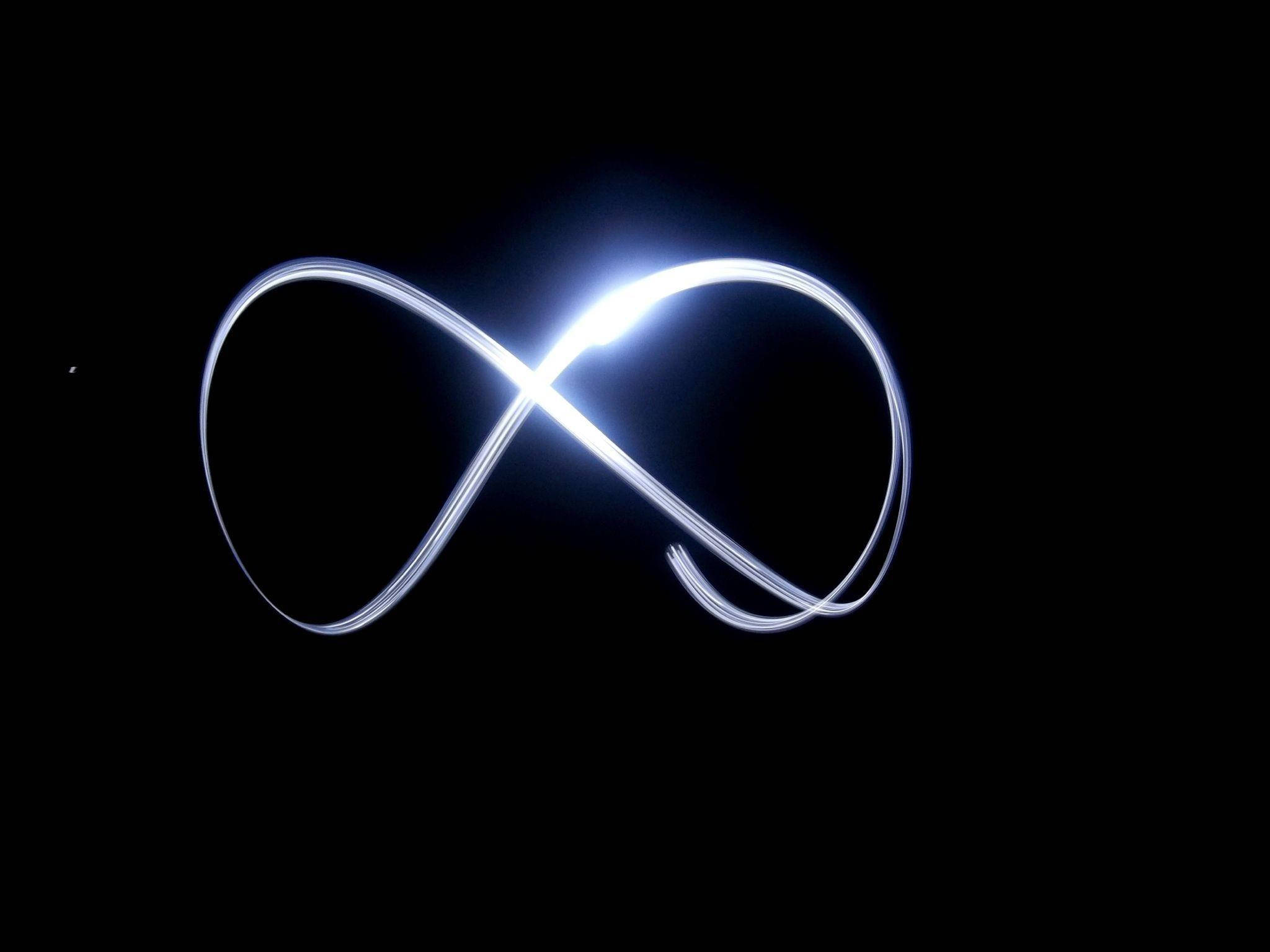 infinity symbol, glowing white, light painting, Full HD Desktop Wallpaper