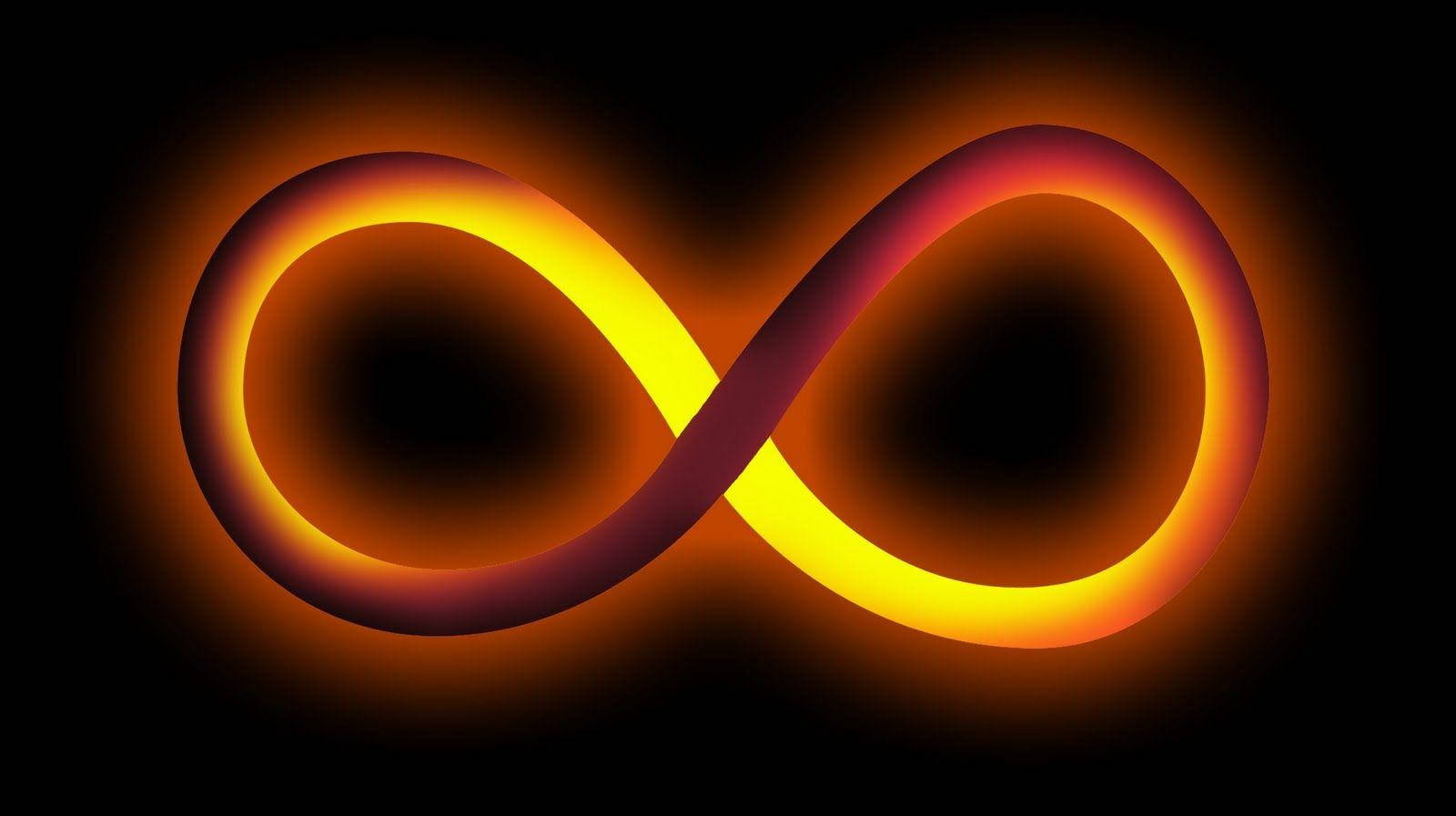 infinity symbol, glowing, warm orange, HD Desktop Wallpaper