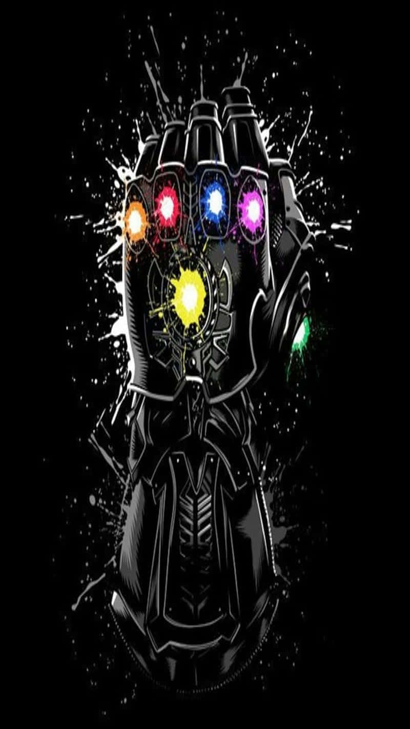 Infinity Stones, black armored gauntlet, six glowing colored stones, HD Phone Wallpaper