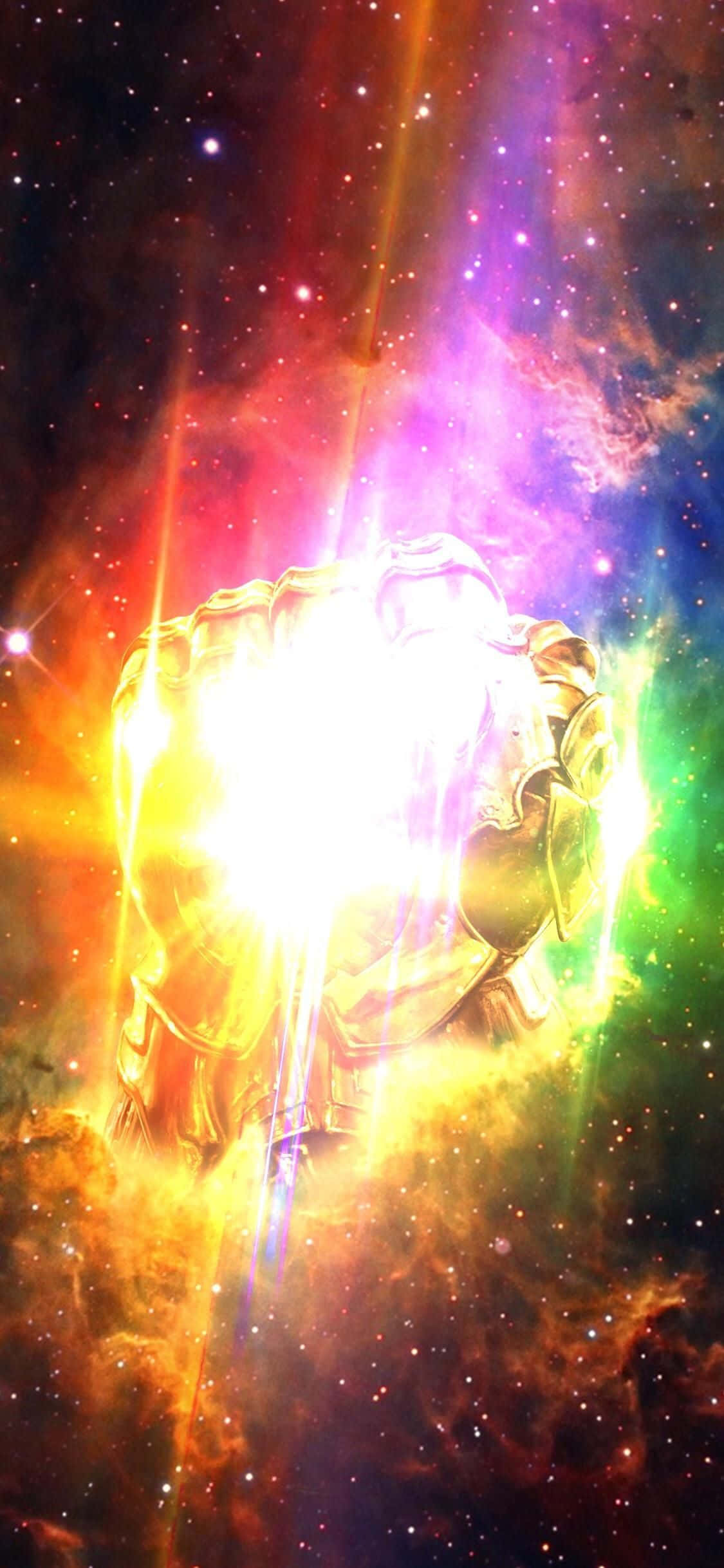 Infinity Stones, golden gauntlet, cosmic nebula, Full HD Phone Wallpaper