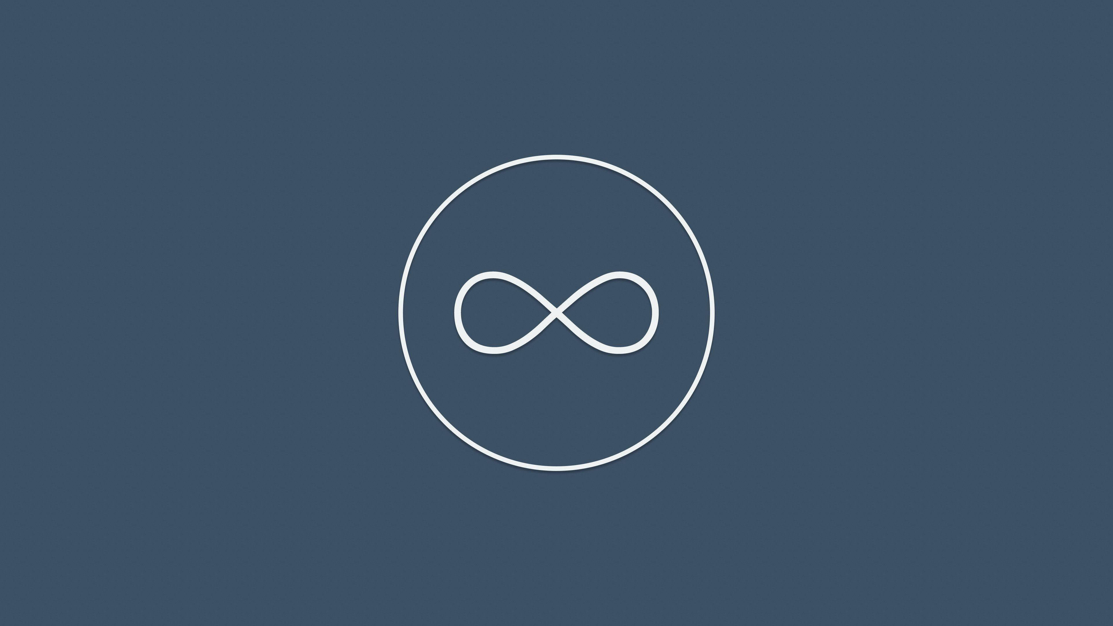 infinity symbol, circle, white, 4K Desktop Wallpaper