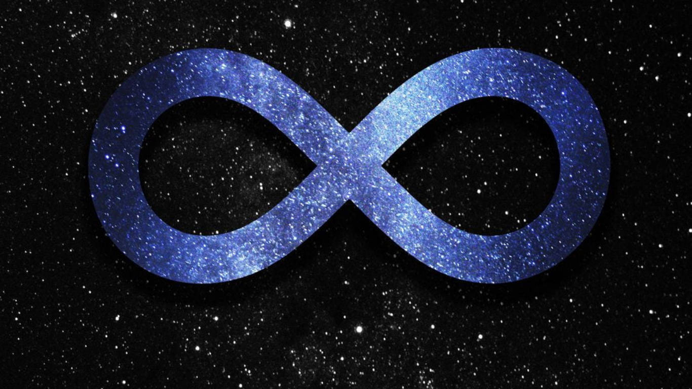Infinity Symbol, stars, glittering blue, HD Desktop Wallpaper