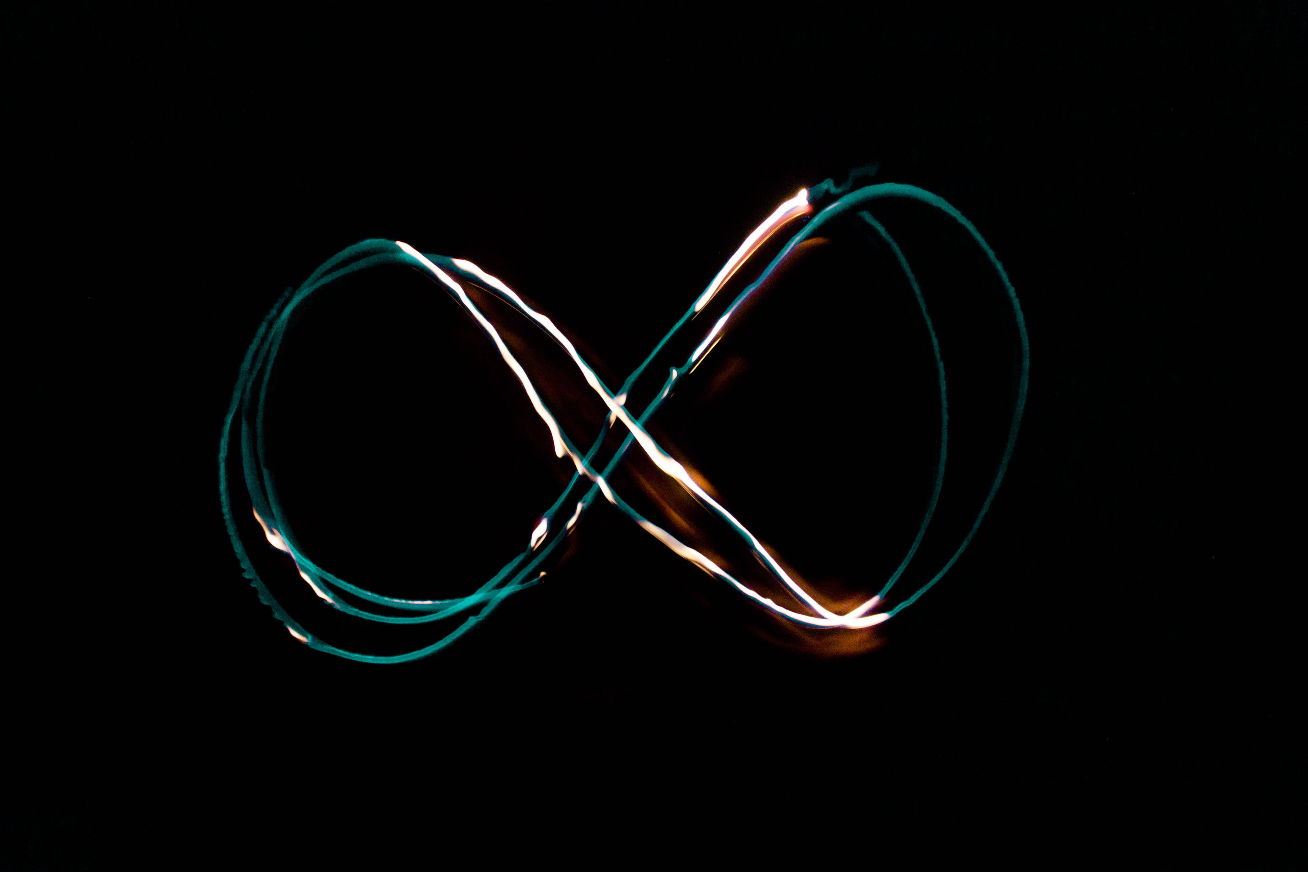 infinity symbol, teal, gold, 4K Desktop Wallpaper