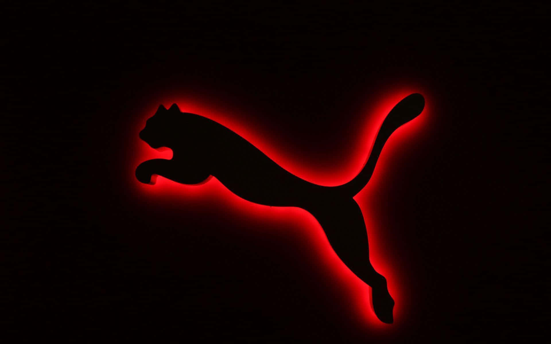 leaping puma, glowing red silhouette, pure black background, Full HD Desktop Wallpaper