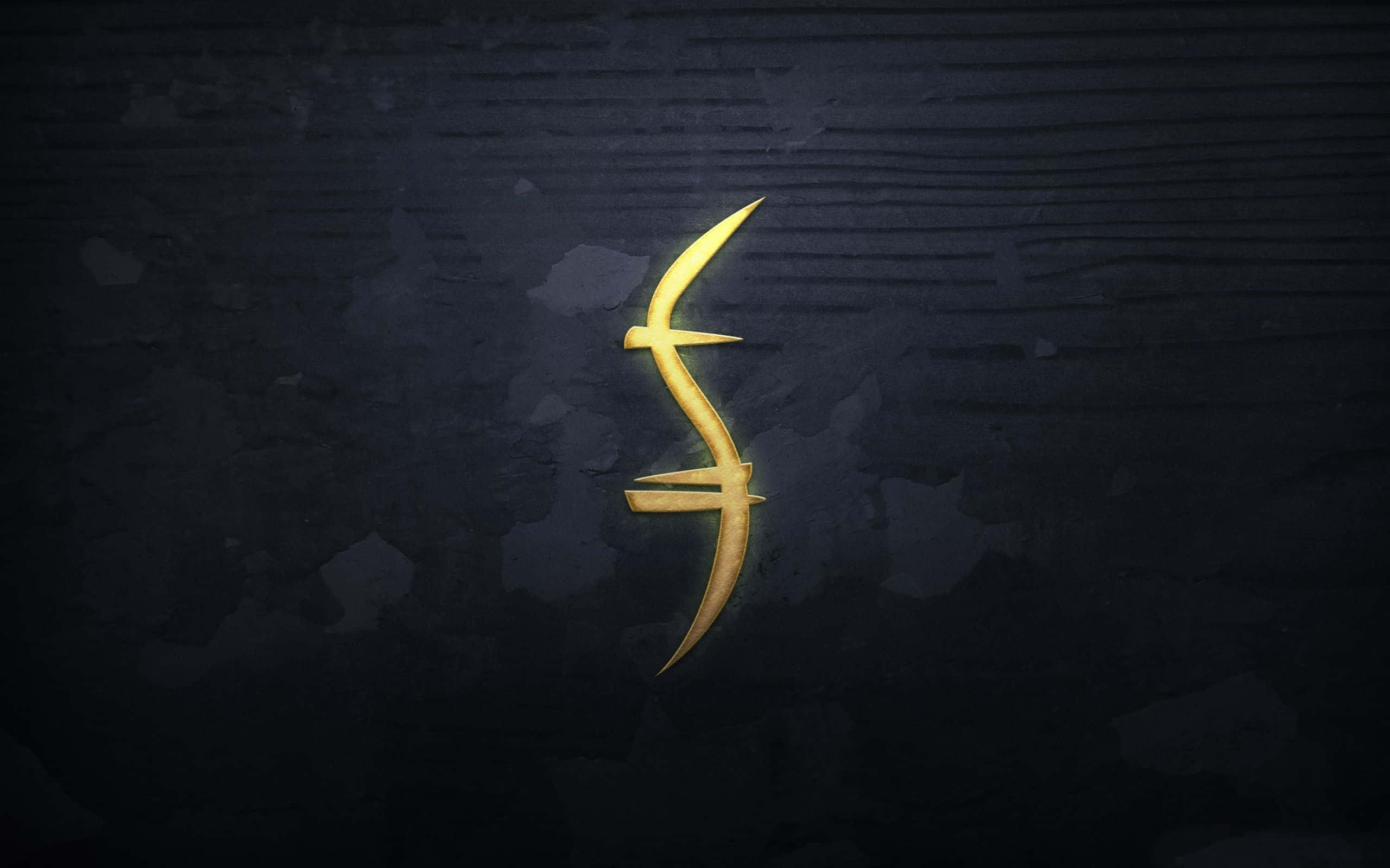 symbol, glowing golden, dark textured surface, 2K Desktop Wallpaper