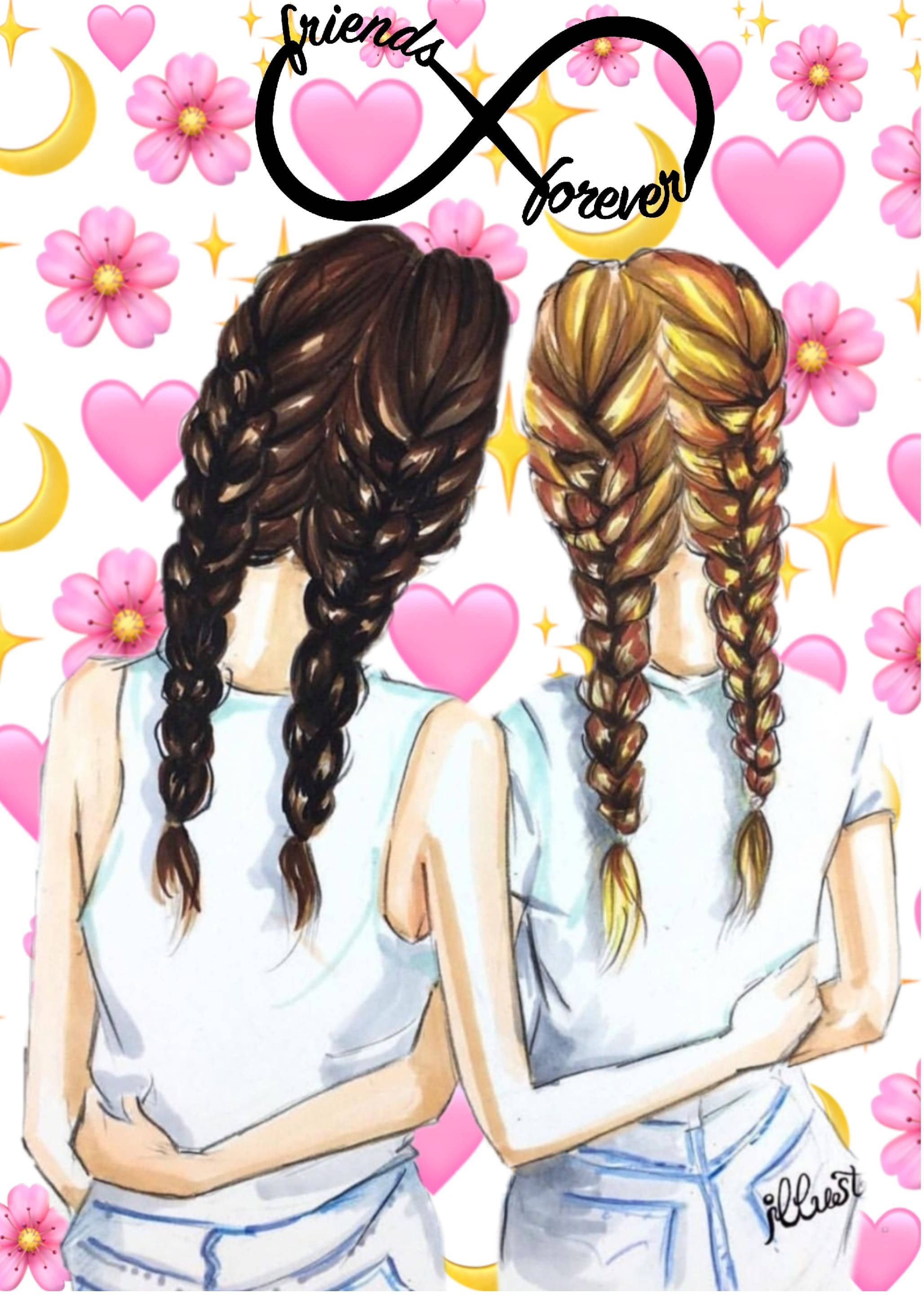 Infinity Symbol, girly bff, pink floral heart background, 2K Phone Wallpaper