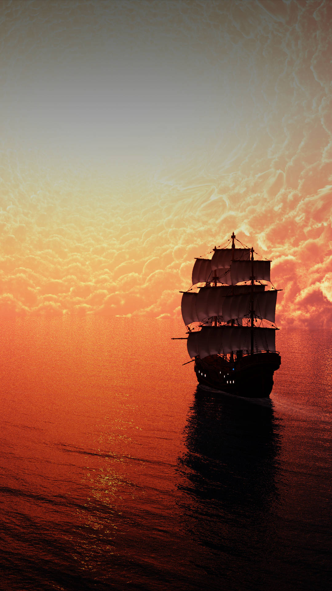 Infinix, sailing ship, sunset, Full HD Phone Wallpaper