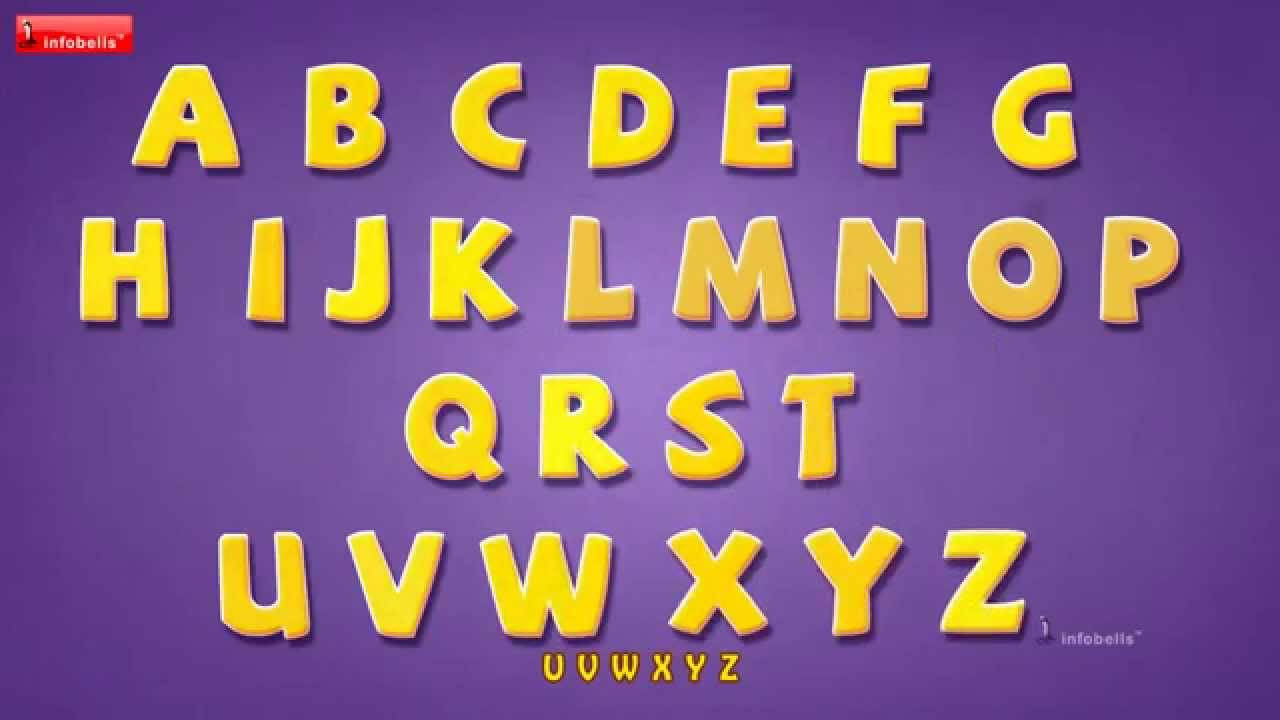 Infobells, alphabet song, bold yellow 3d alphabet letters, HD Desktop Wallpaper
