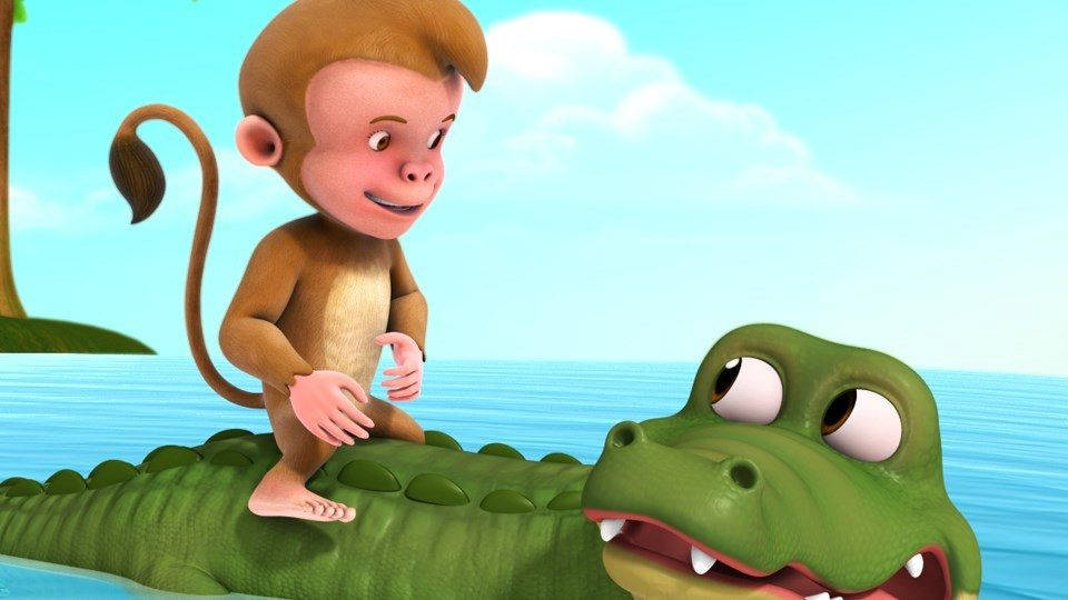 Infobells, monkey, crocodile, SD Desktop Wallpaper
