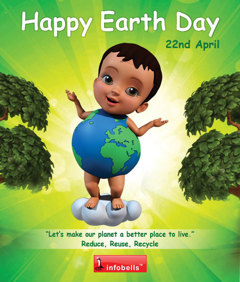 Infobells, Earth Day, cartoon baby, SD Phone Wallpaper
