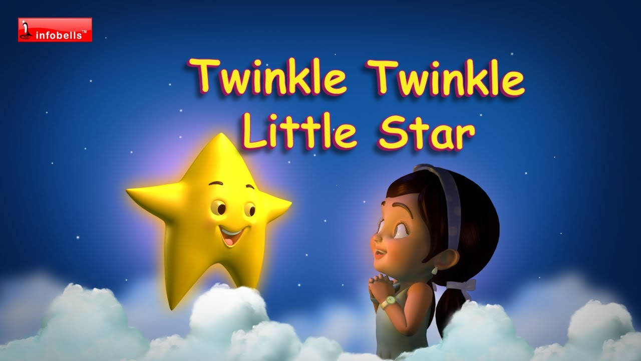 Infobells, Twinkle, Twinkle Little Star, cartoon girl, HD Desktop Wallpaper