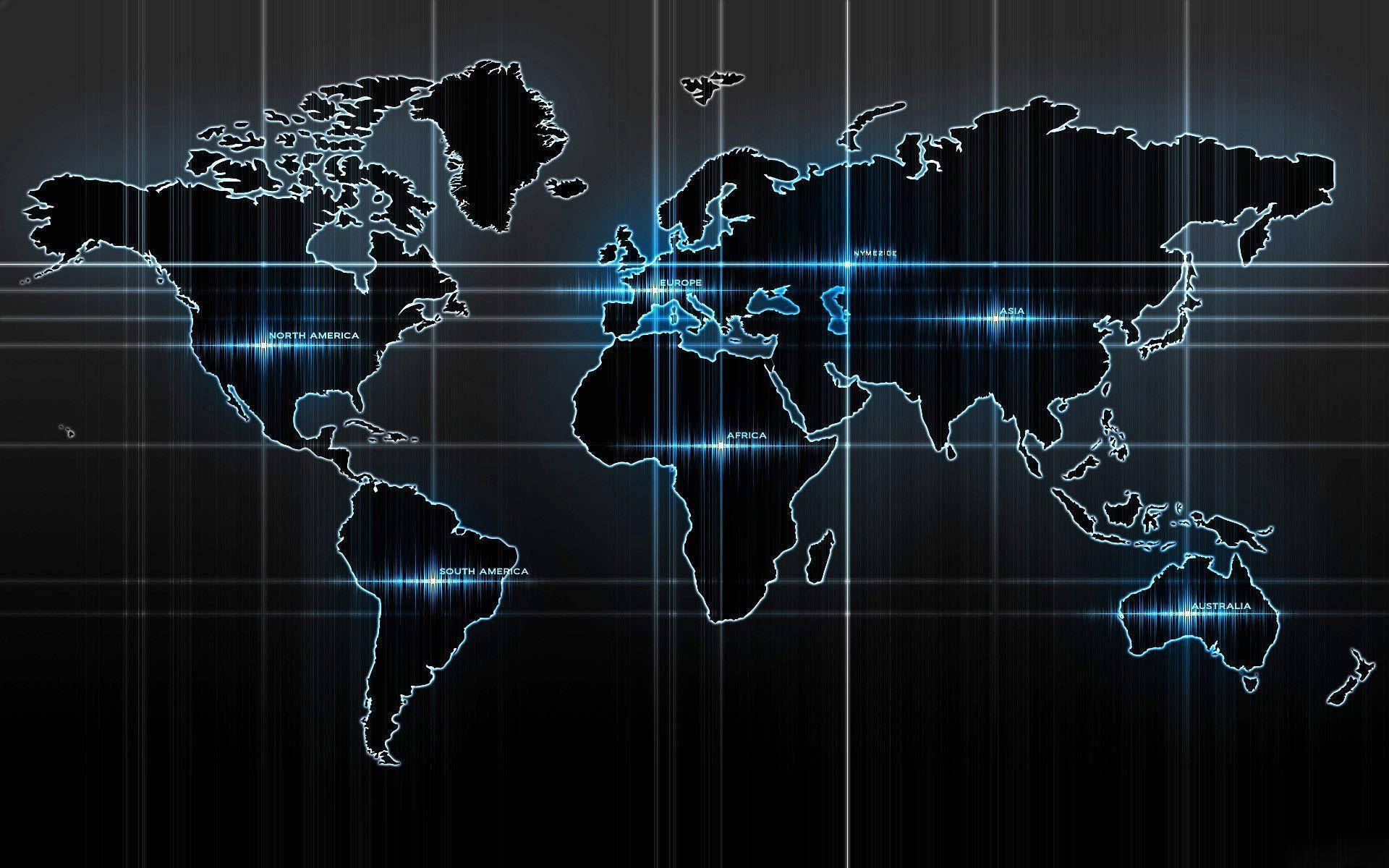 Information Technology, world map, glowing blue digital, Full HD Desktop Wallpaper