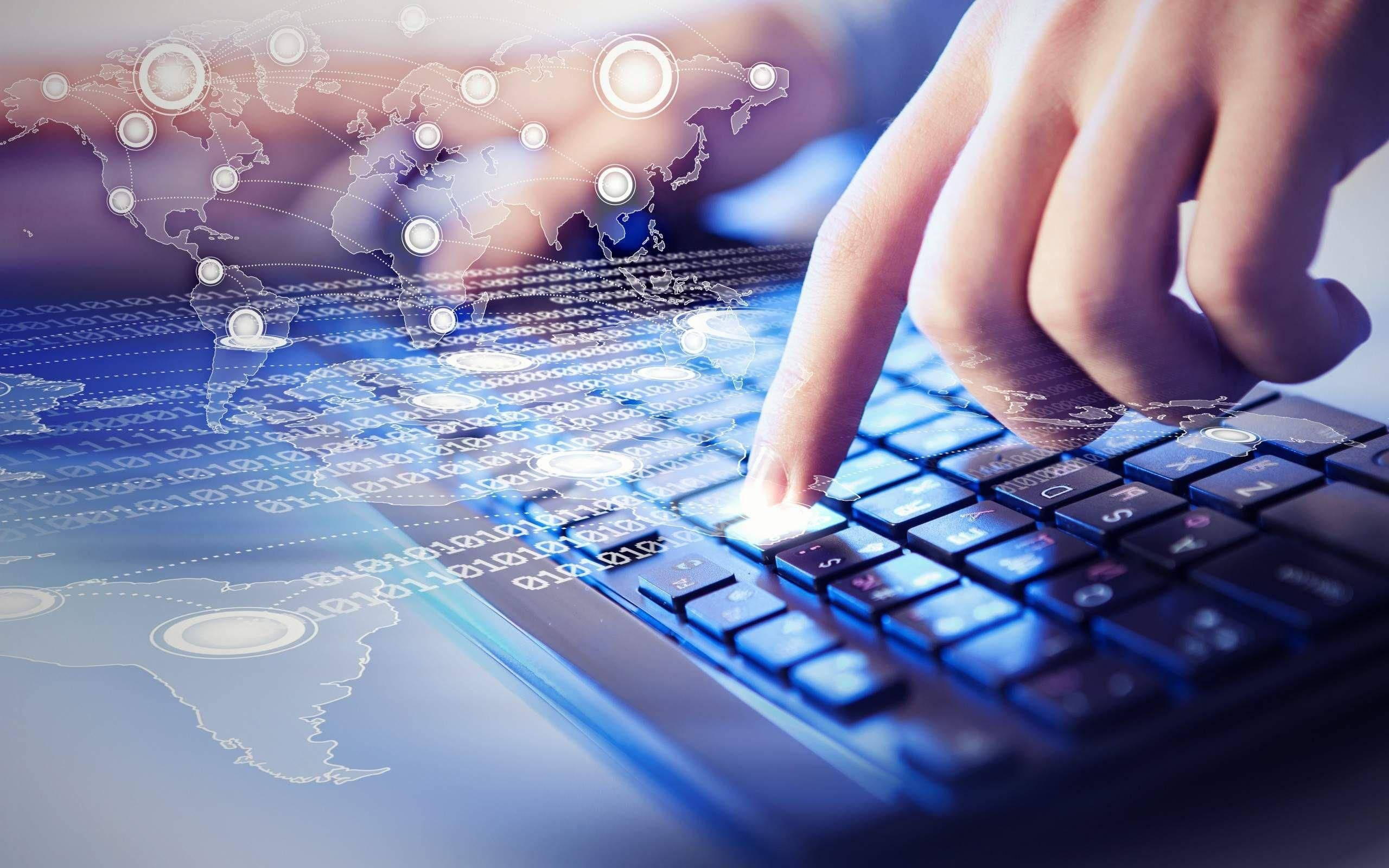 Information Technology, internet network, glowing keyboard, 2K Desktop Wallpaper
