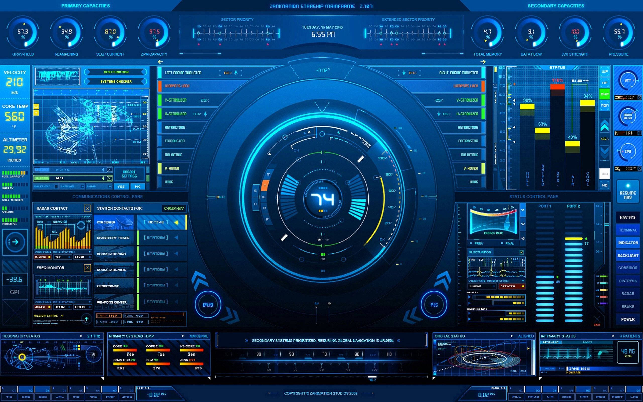Information Technology, rain meter, futuristic blue-hued digital dashboard, 2K Desktop Wallpaper